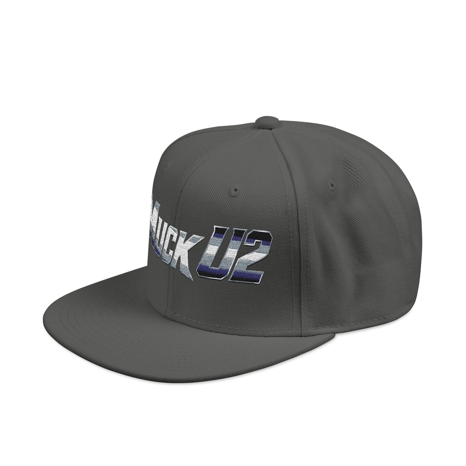 MuckU2 Snapback Poker Cap – Gradient Silver & Blue Logo