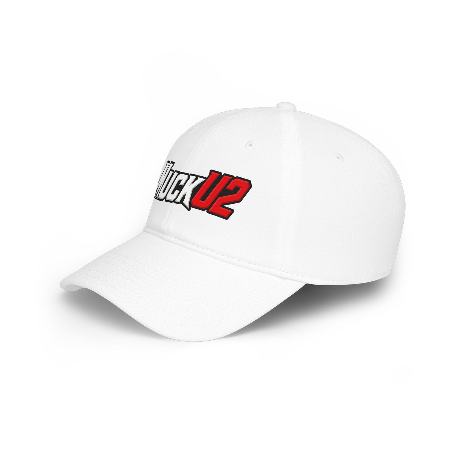 MuckU2 Poker Cap – White & Red Logo Baseball Hat