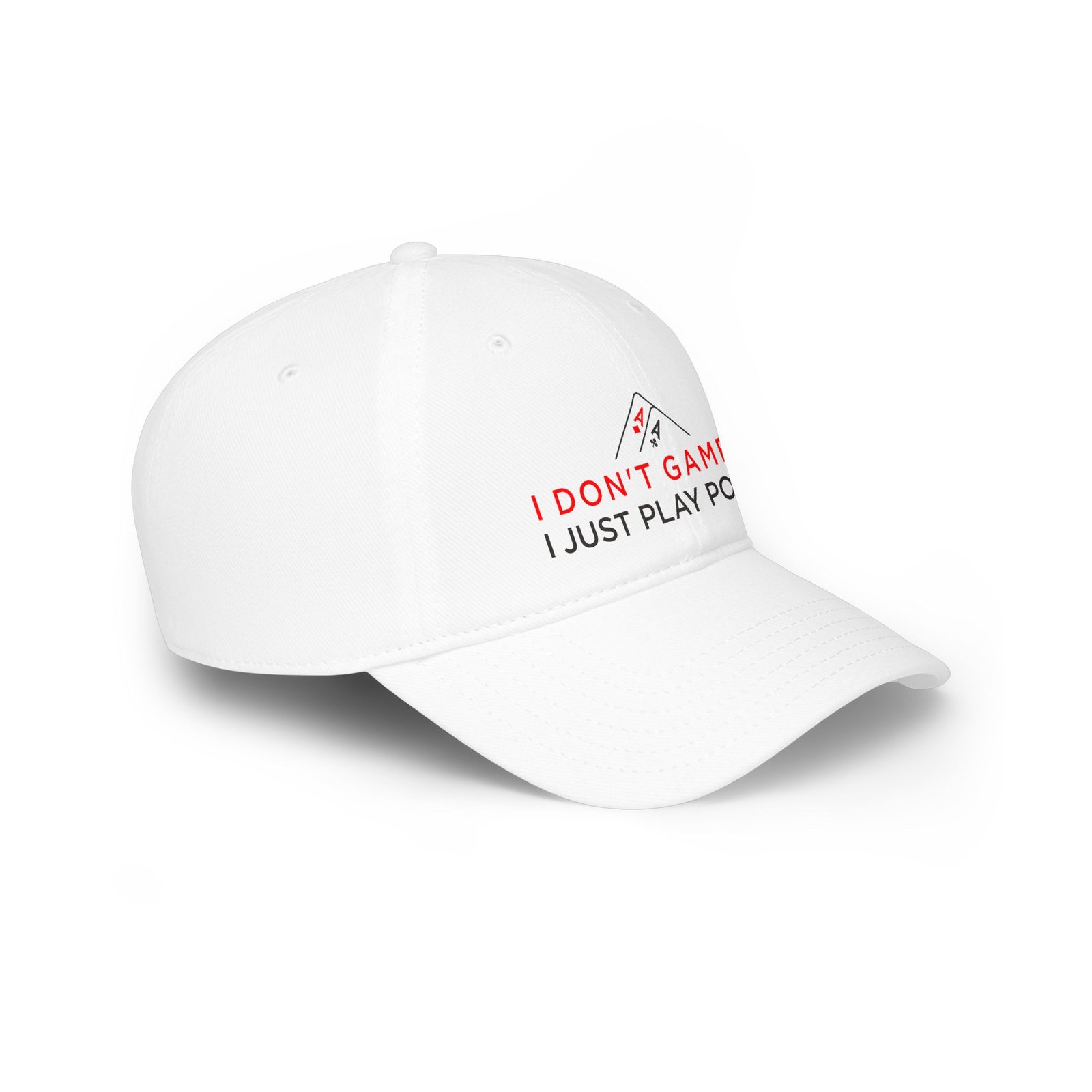 I Don’t Gamble, I Just Play Poker Cap – Red & Black Poker Logo