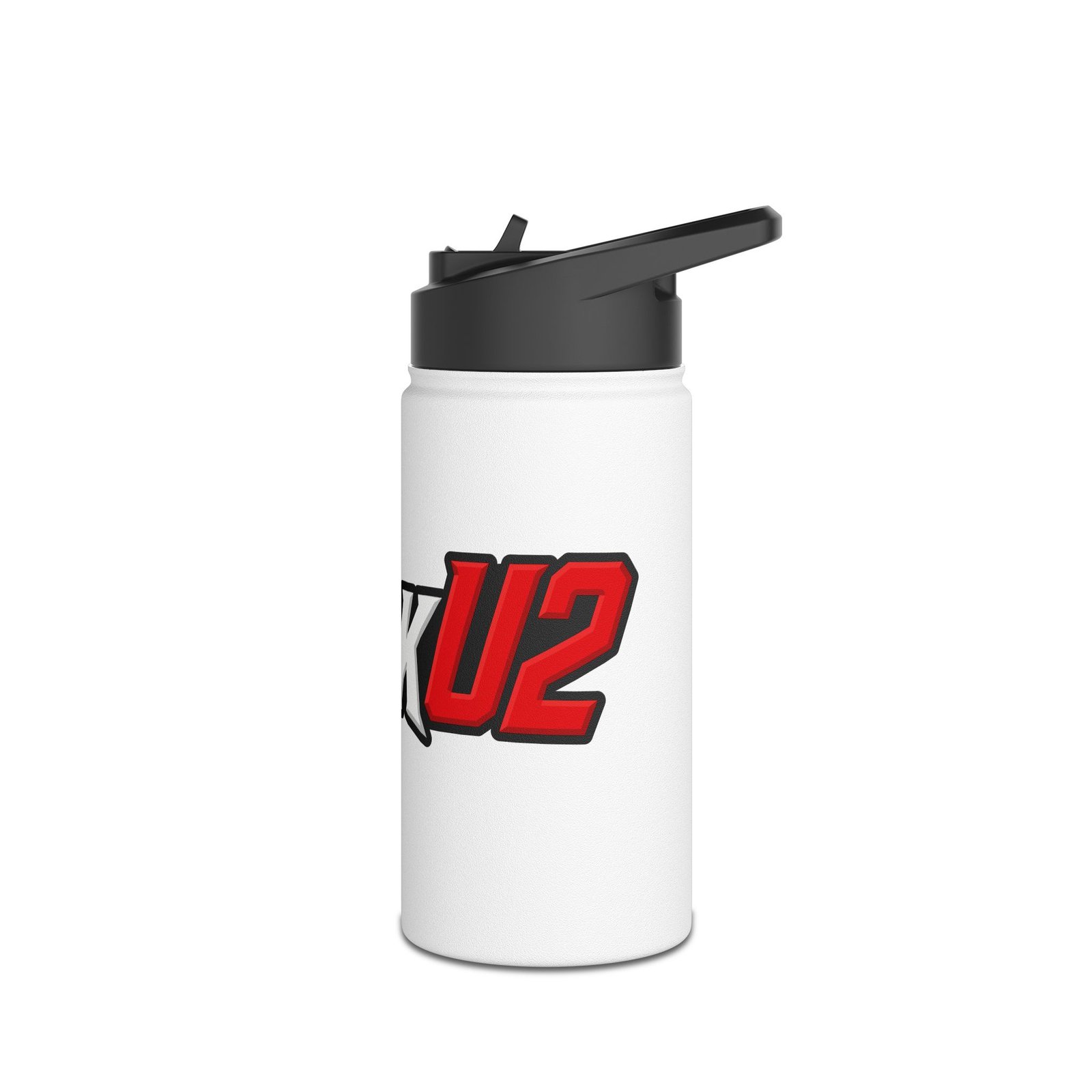 MuckU2 Stainless Steel Water Bottle – White & Red Poker Logo