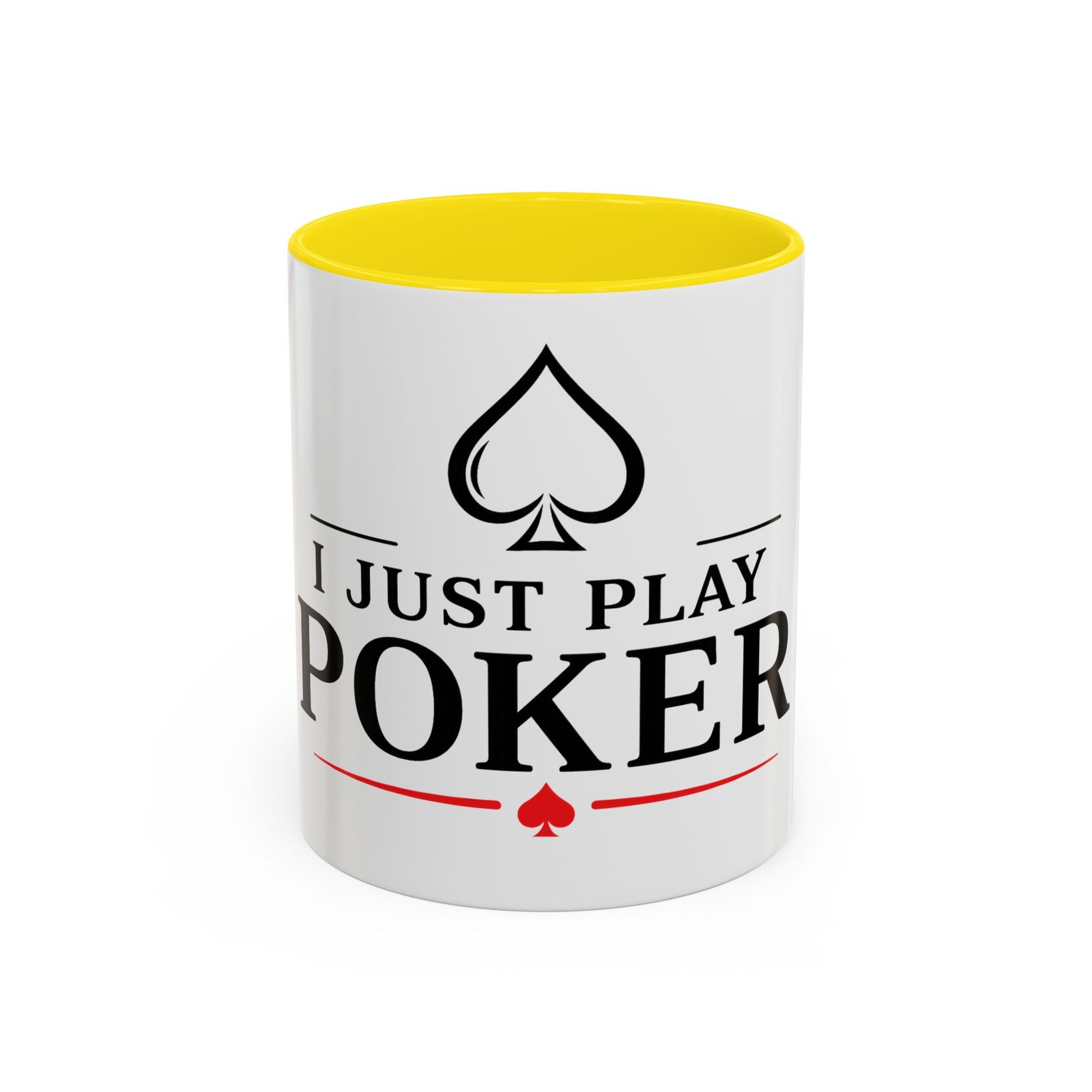 I Just Play Poker White Mug – Black & Red Logo