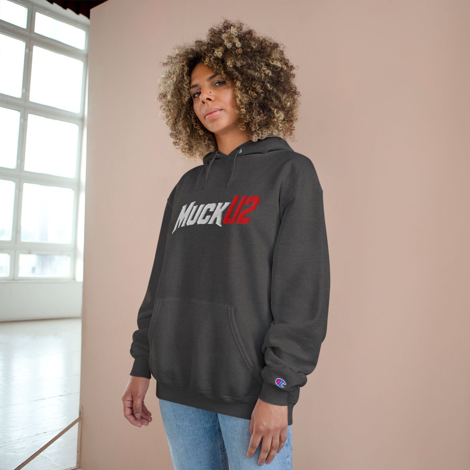 MuckU2 Hoodie – White & Red Logo Poker Pullover