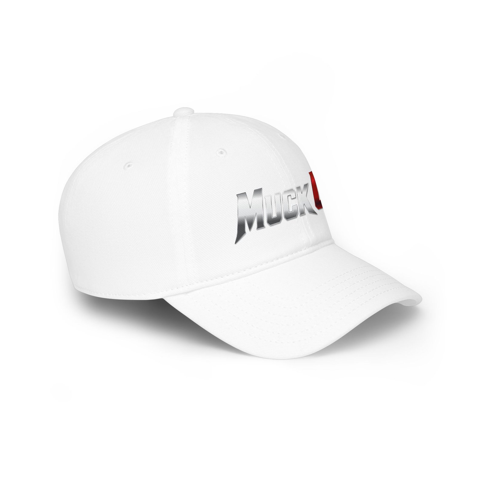 MuckU2 Poker Cap – Silver & Red Logo Baseball Hat