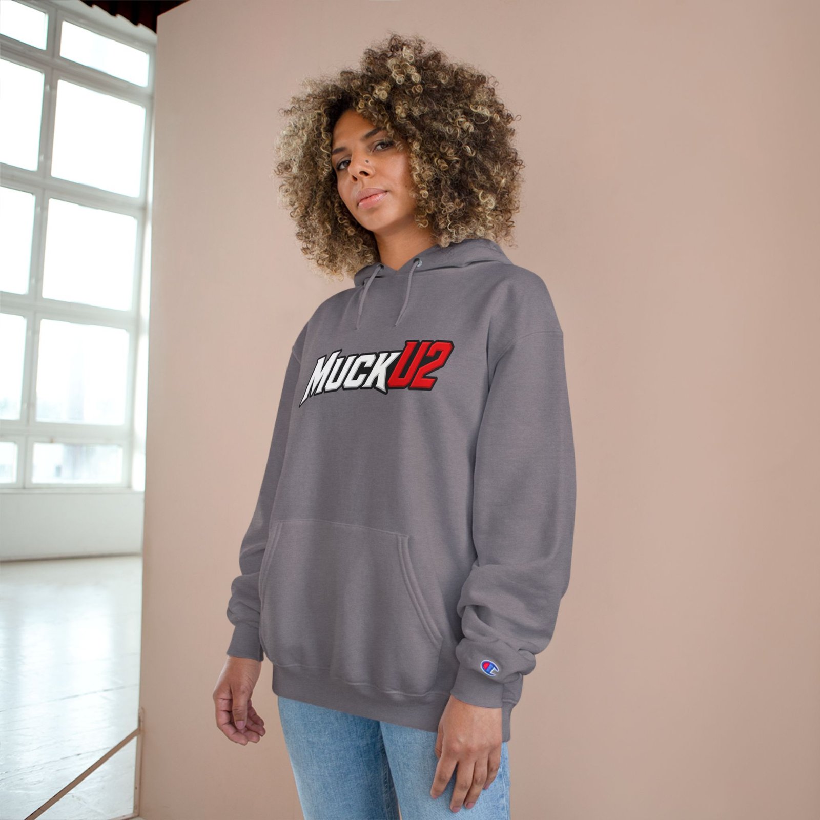 MuckU2 Hoodie – White & Red Logo Poker Pullover