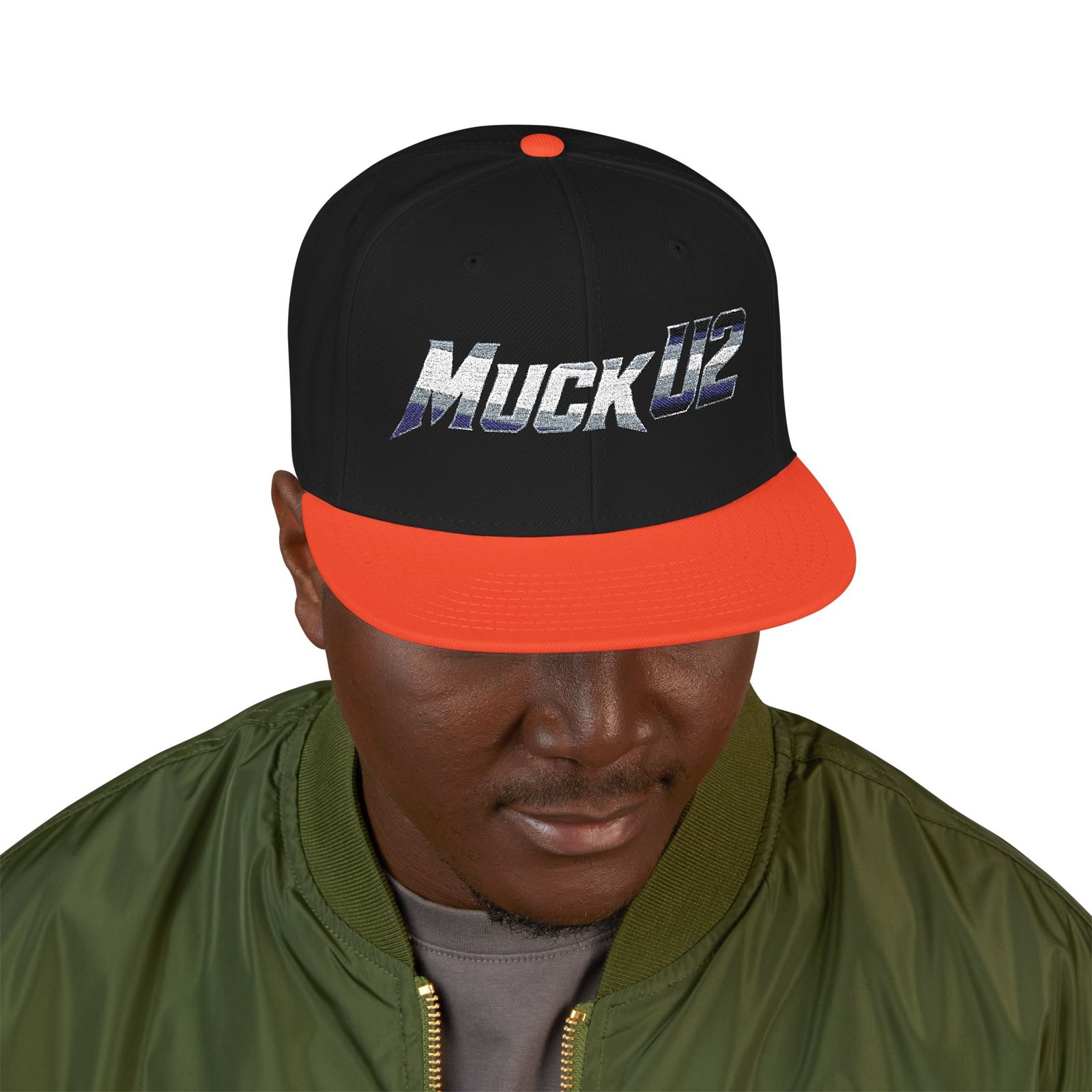 MuckU2 Snapback Poker Cap – Gradient Silver & Blue Logo