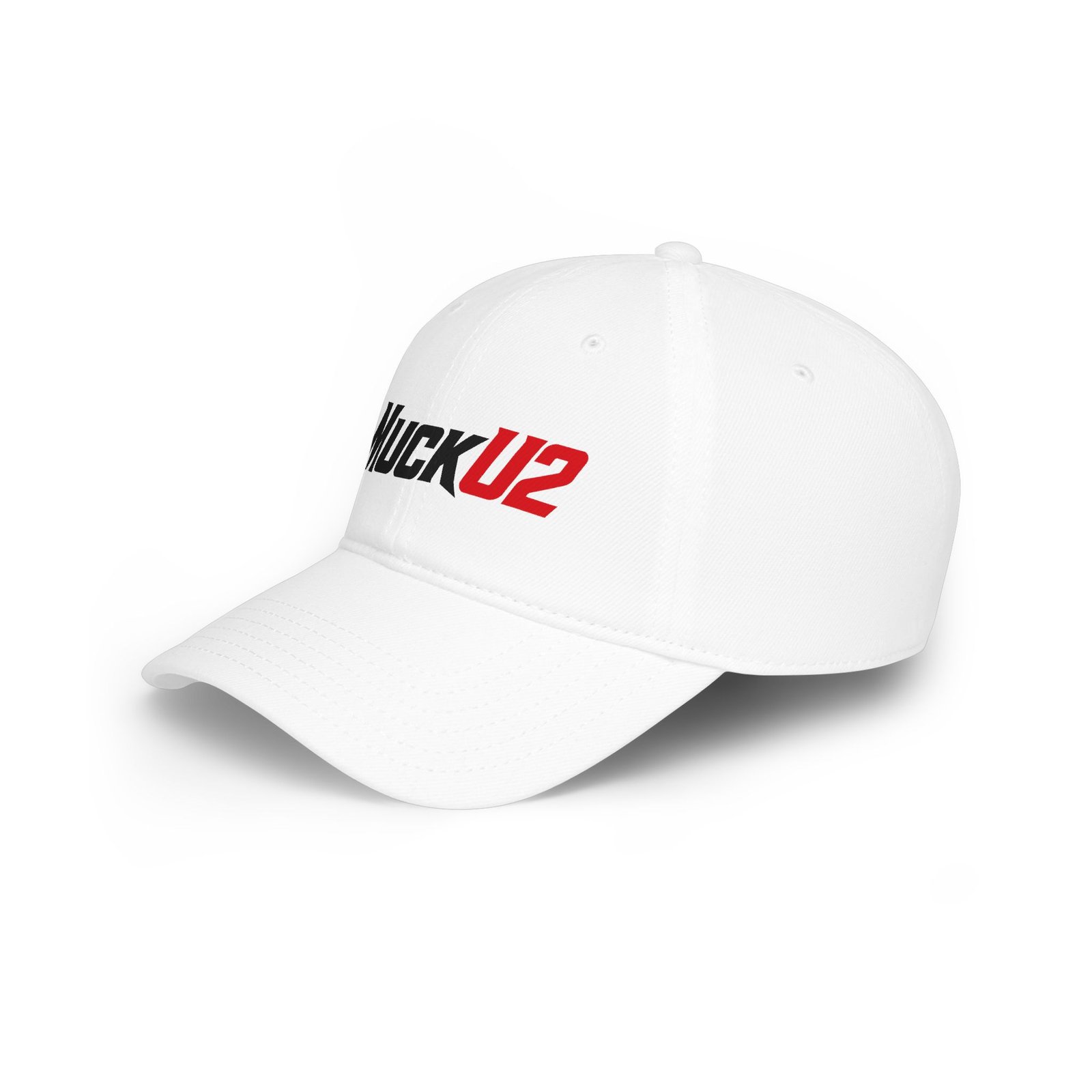 MuckU2 Distressed Dad Hat – Black & Red Logo