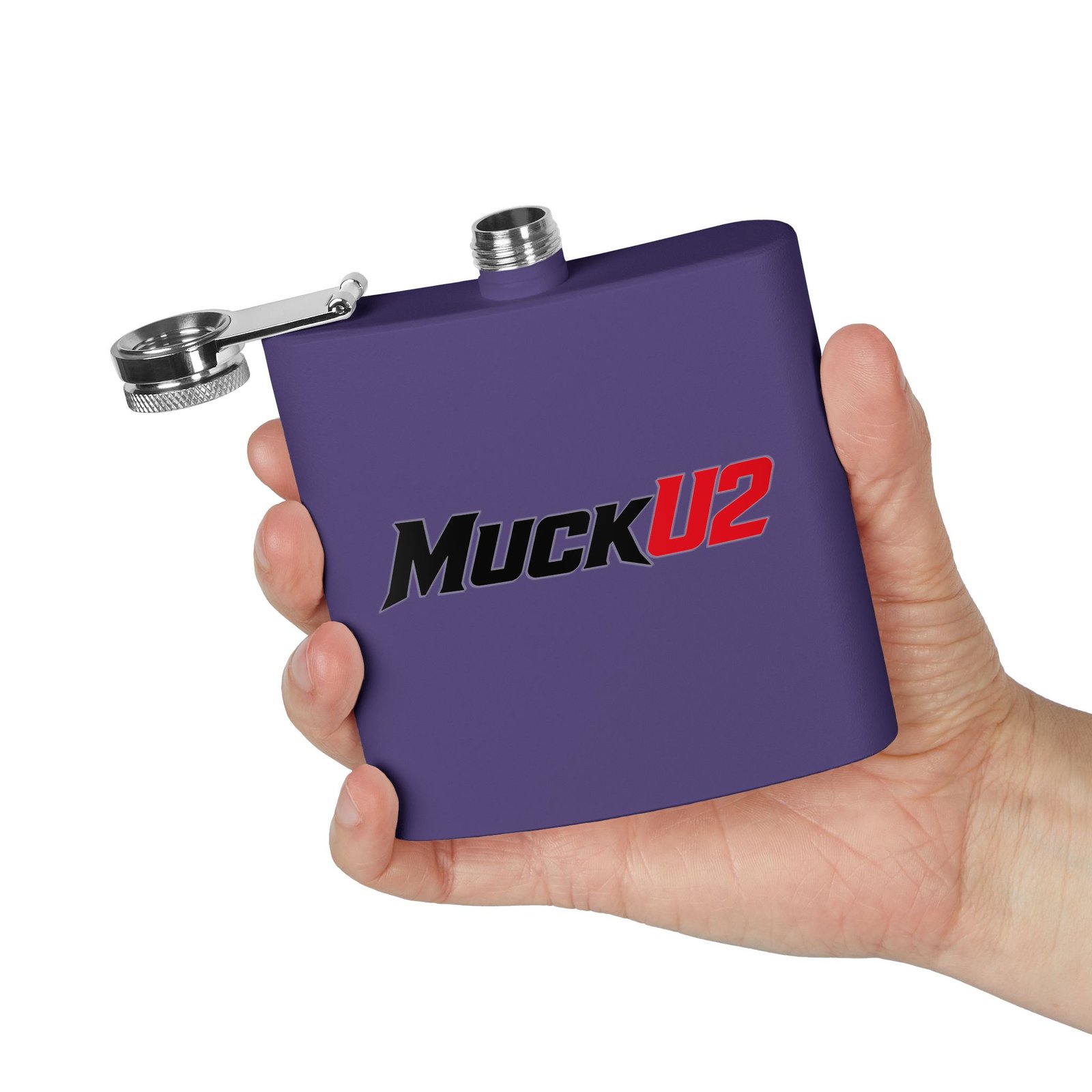 MuckU2 Flask – Black & Red Logo Poker Flask