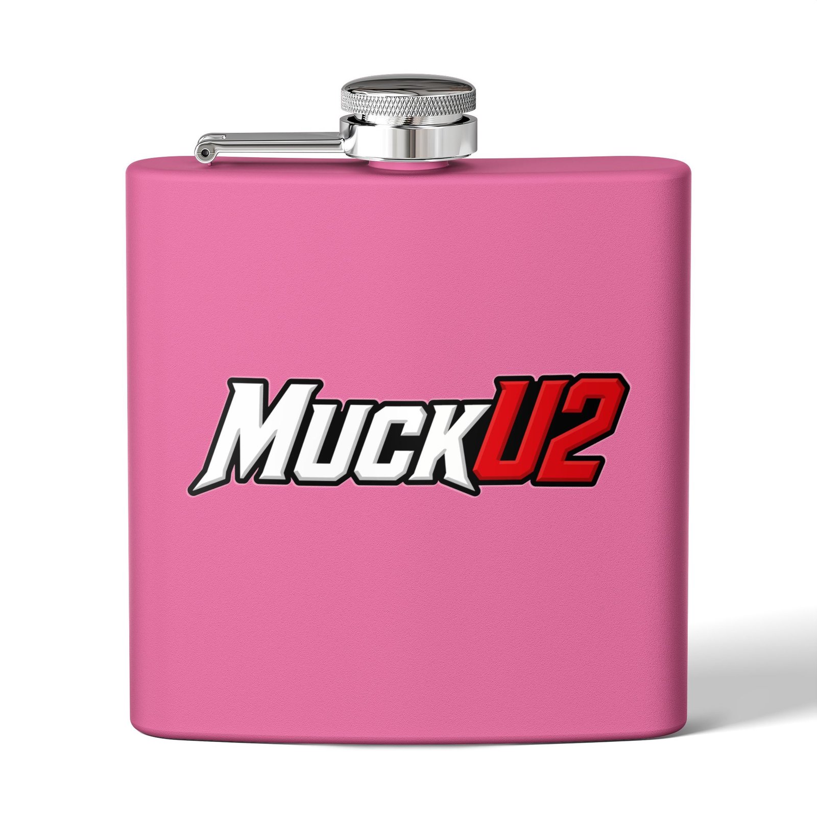 MuckU2 Flask – White & Red Logo Poker Flask