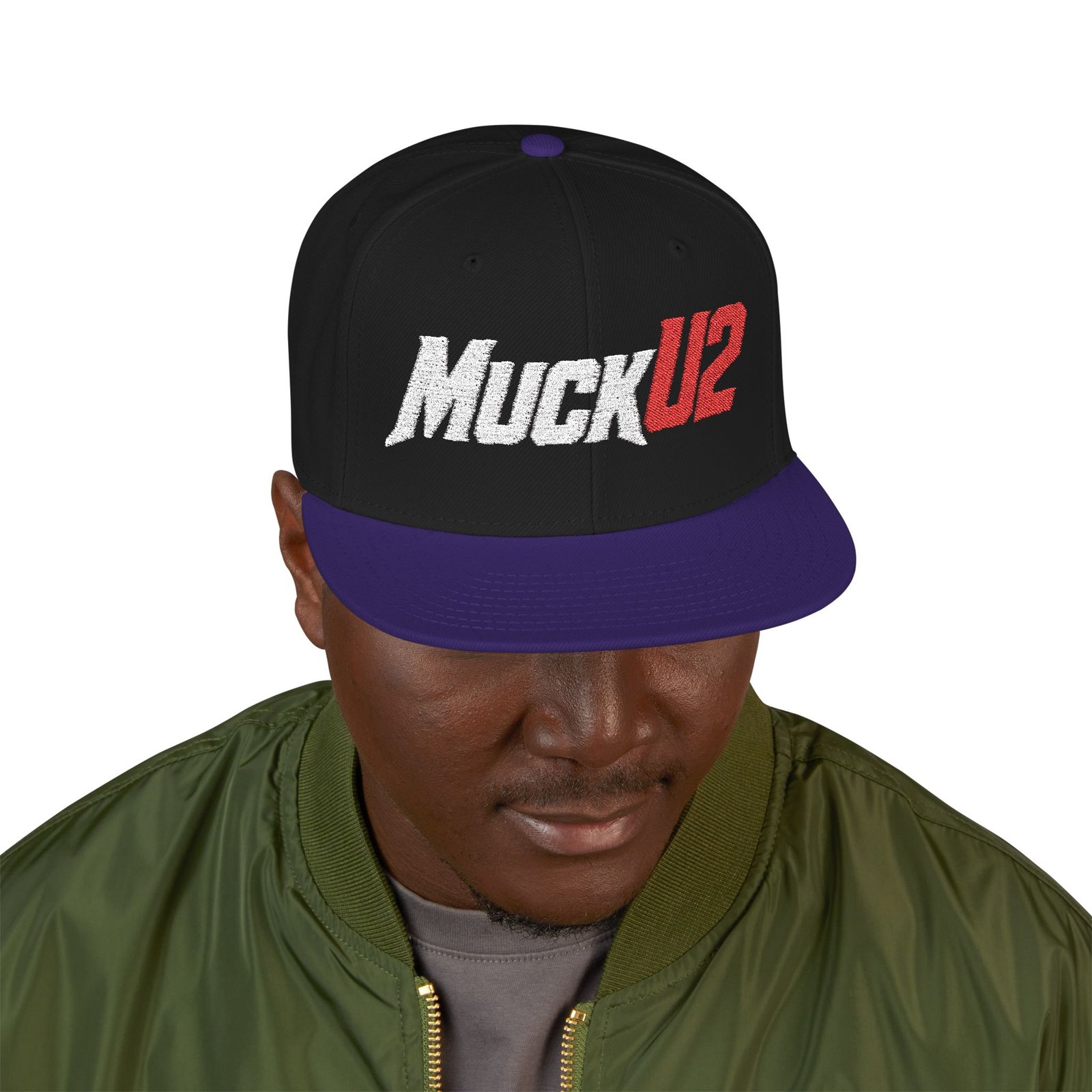 MuckU2 Snapback Poker Cap – White & Red Logo