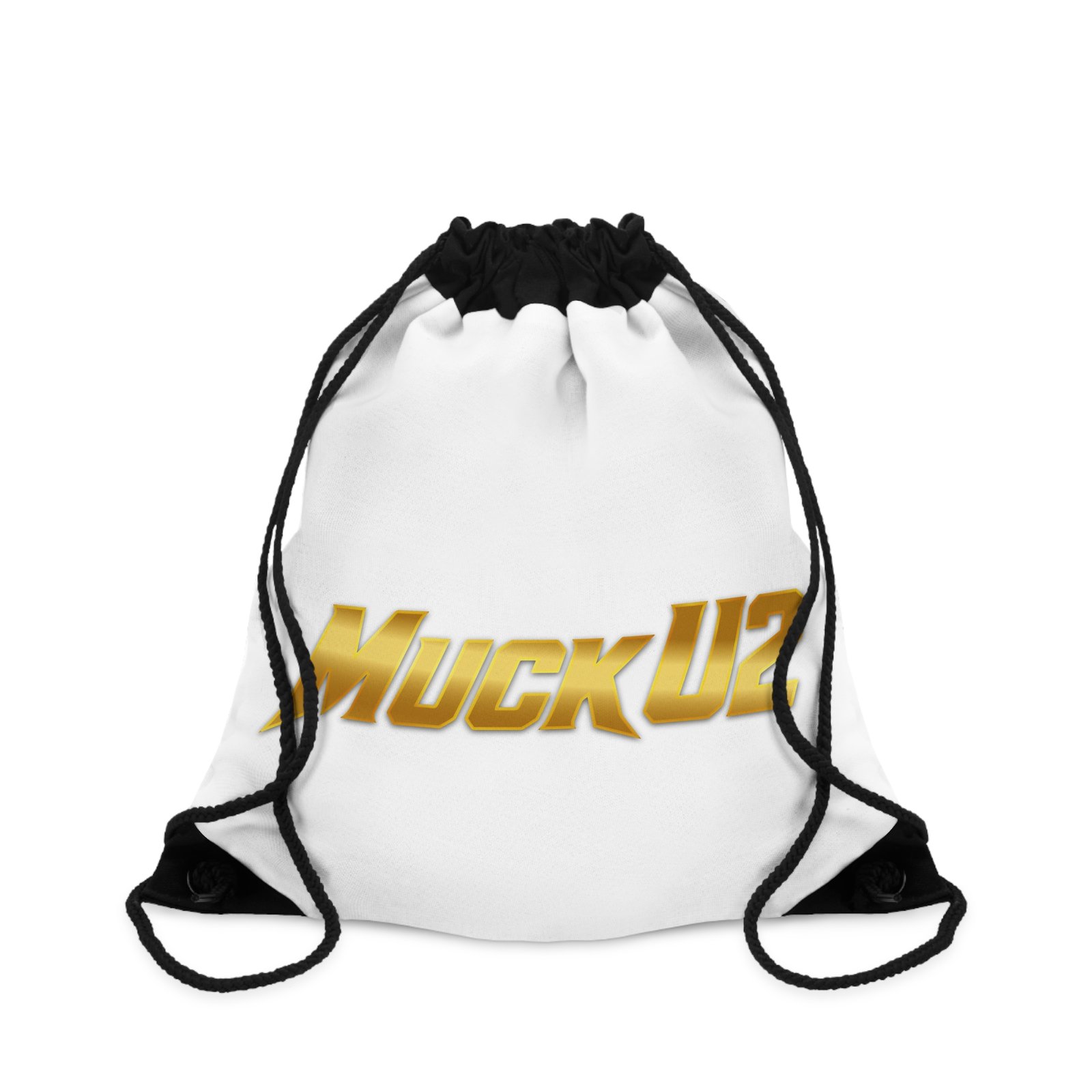 MuckU2 Drawstring Bag – Gold Logo Poker Gym Bag