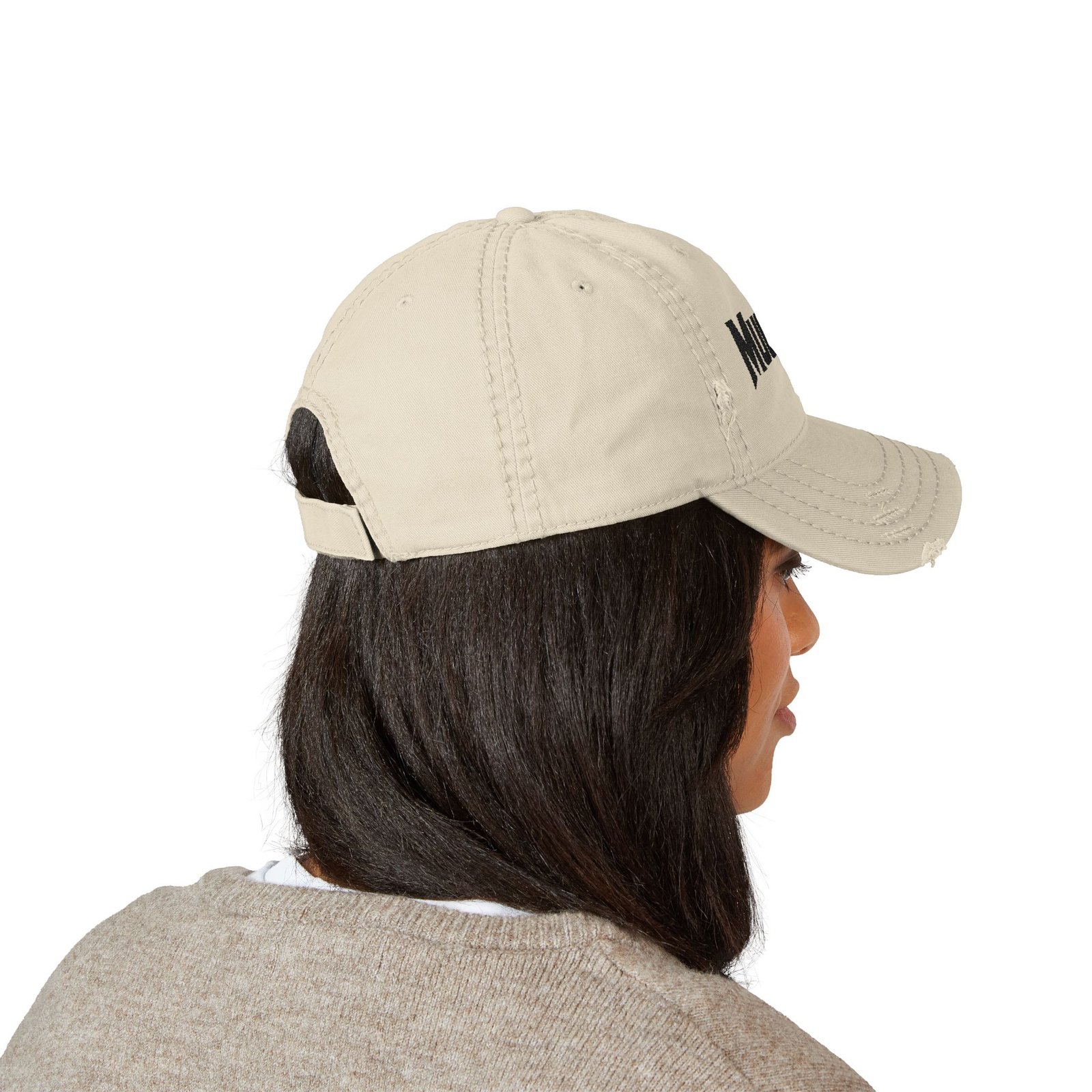 MuckU2 Distressed Dad Hat – Black & Red Embroidered Poker Cap
