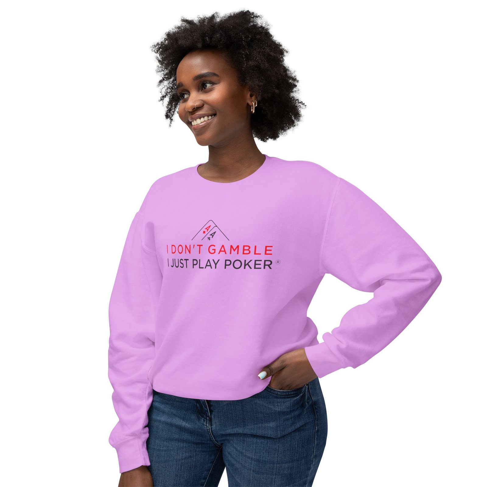 I Don’t Gamble, I Just Play Poker Sweatshirt – Red & Black Poker Crewneck