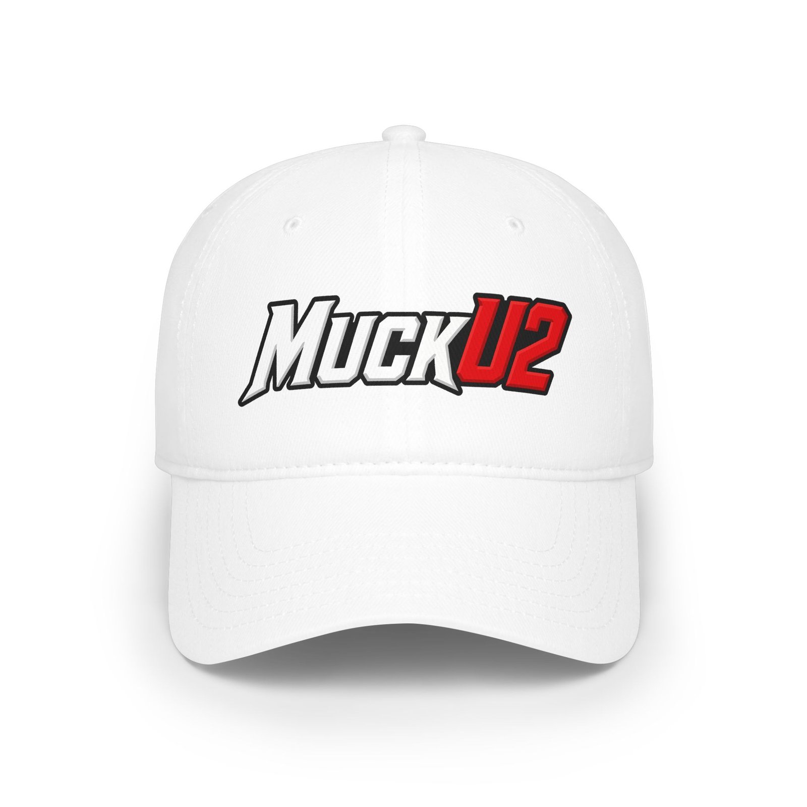 MuckU2 Poker Cap – White & Red Logo Baseball Hat
