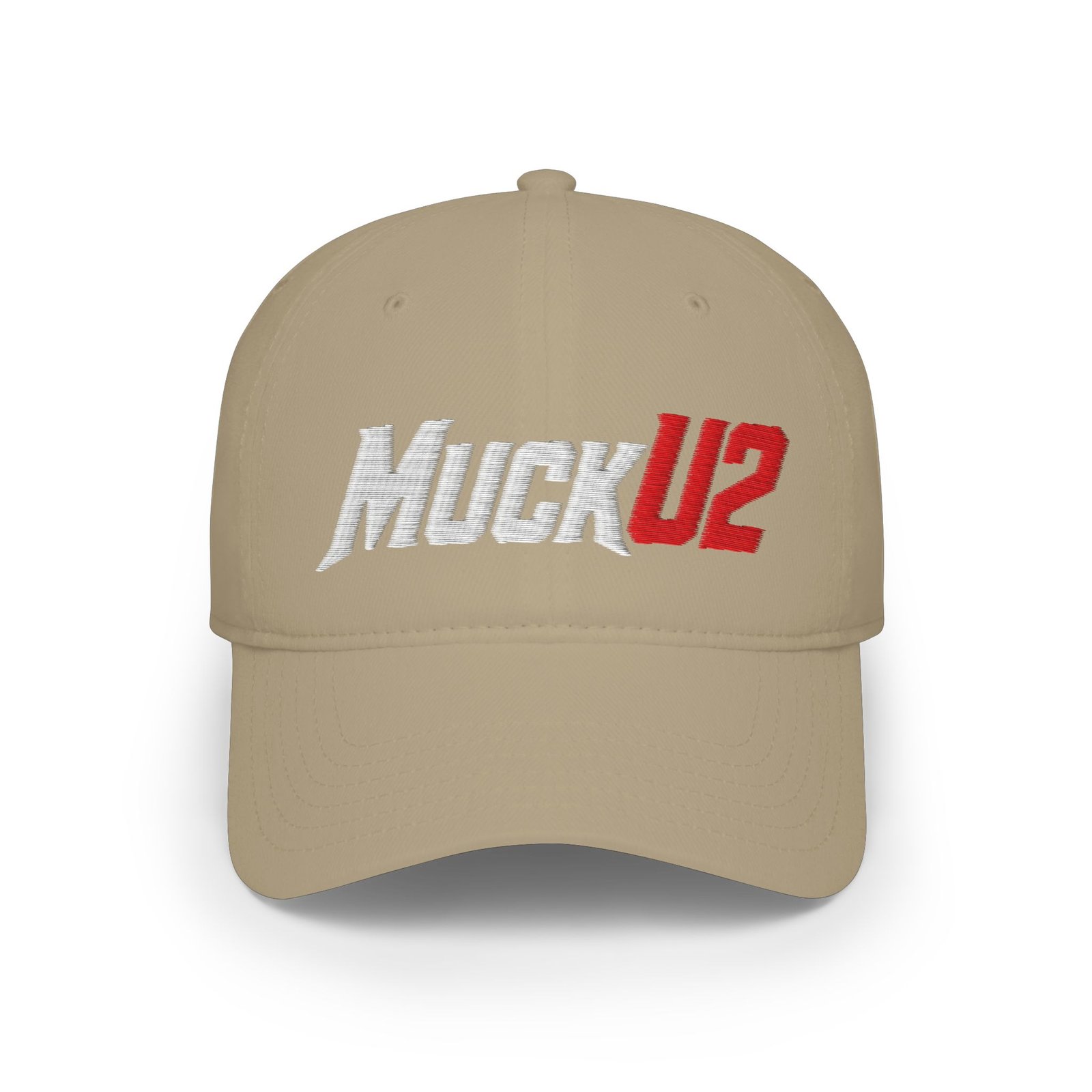 MuckU2 Poker Cap – White & Red Embroidered Baseball Hat