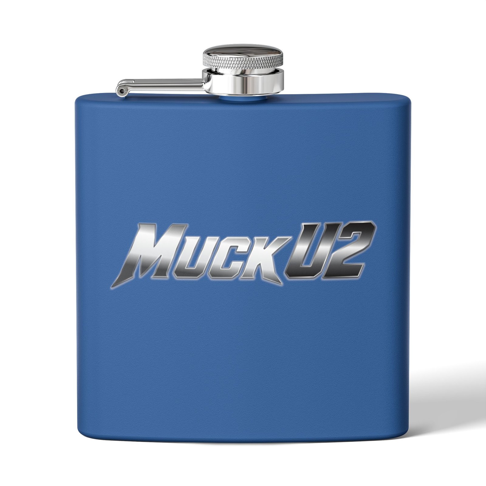 MuckU2 Flask – Silver & Red Logo Poker Flask