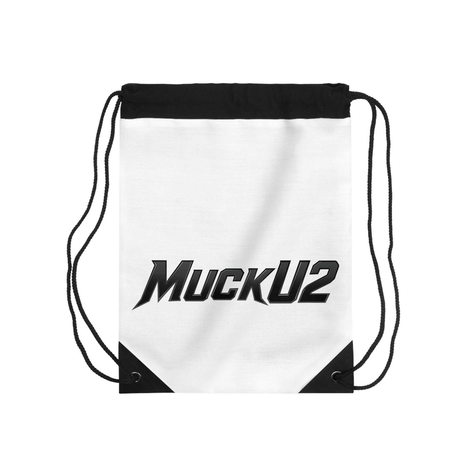 MuckU2 Drawstring Bag – Black Logo Poker Gym Bag