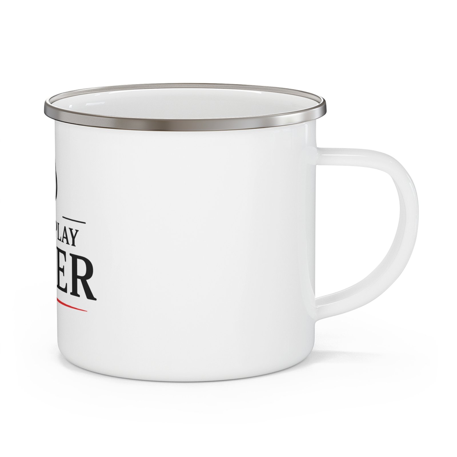 I Just Play Poker Enamel Mug – Black & Red Poker Logo