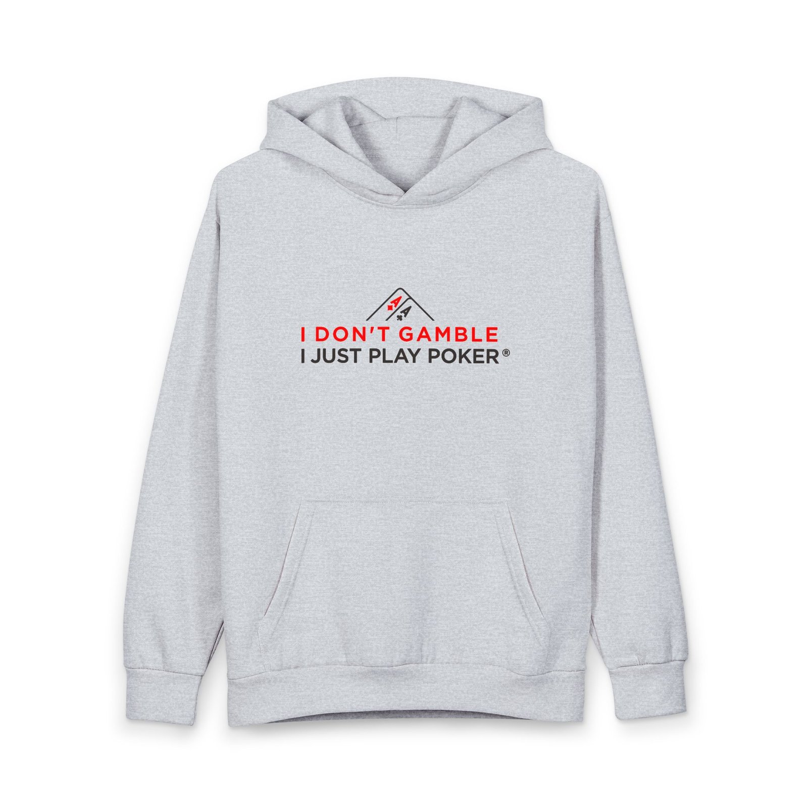 I Don’t Gamble, I Just Play Poker Hoodie – Red & Black Poker Logo