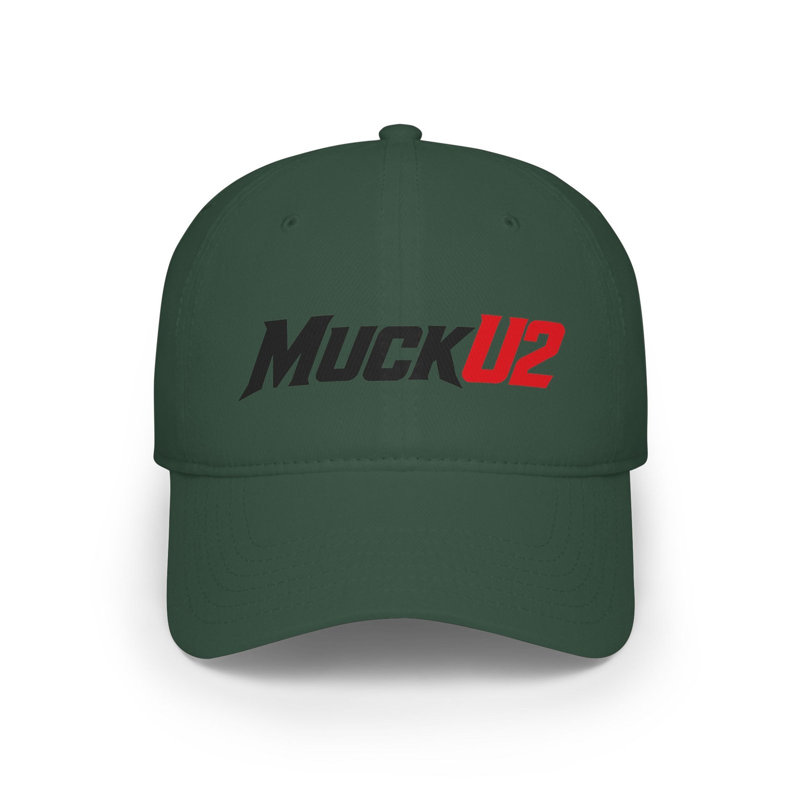 MuckU2 Distressed Dad Hat – Black & Red Logo