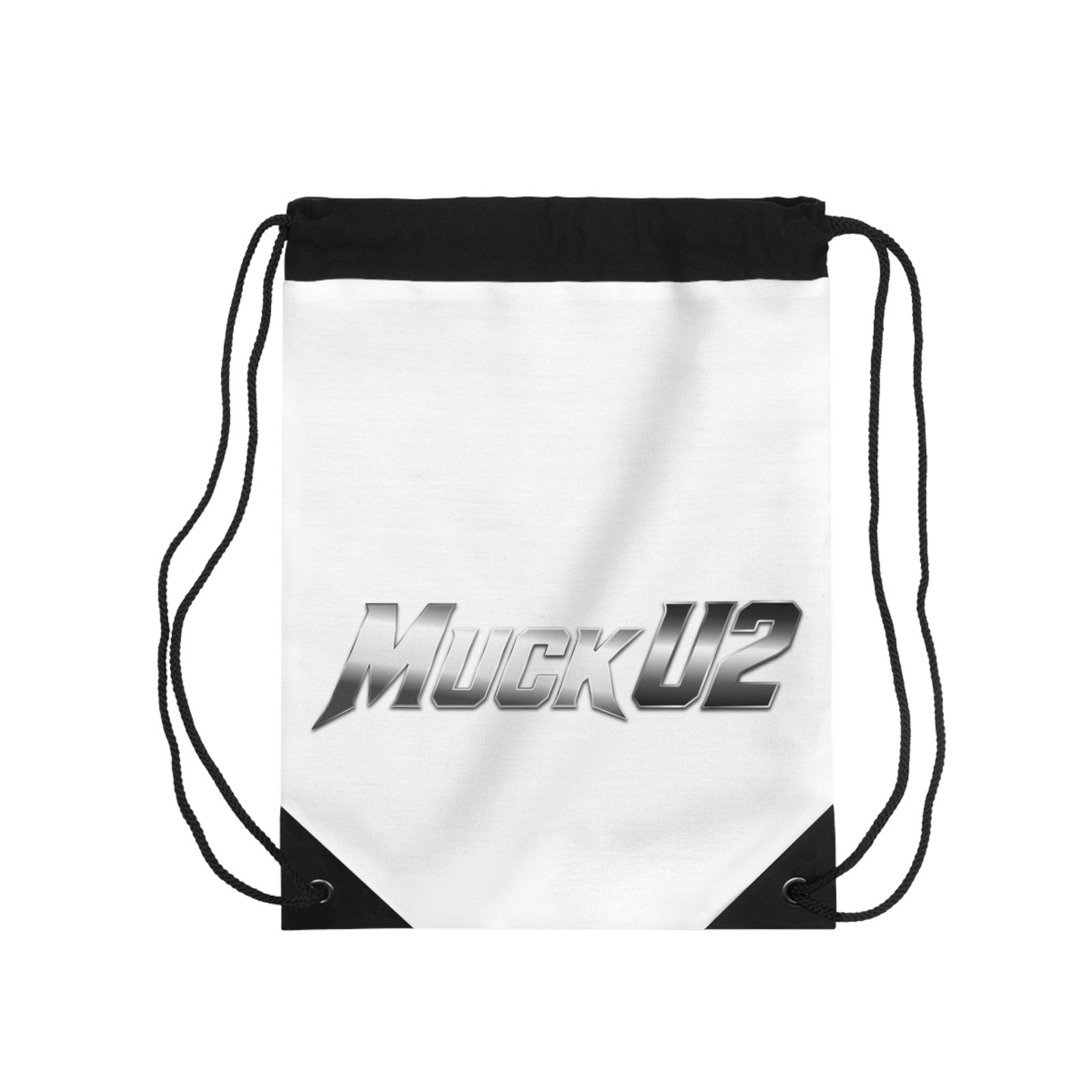 MuckU2 Drawstring Bag – Silver Logo Poker Gym Bag