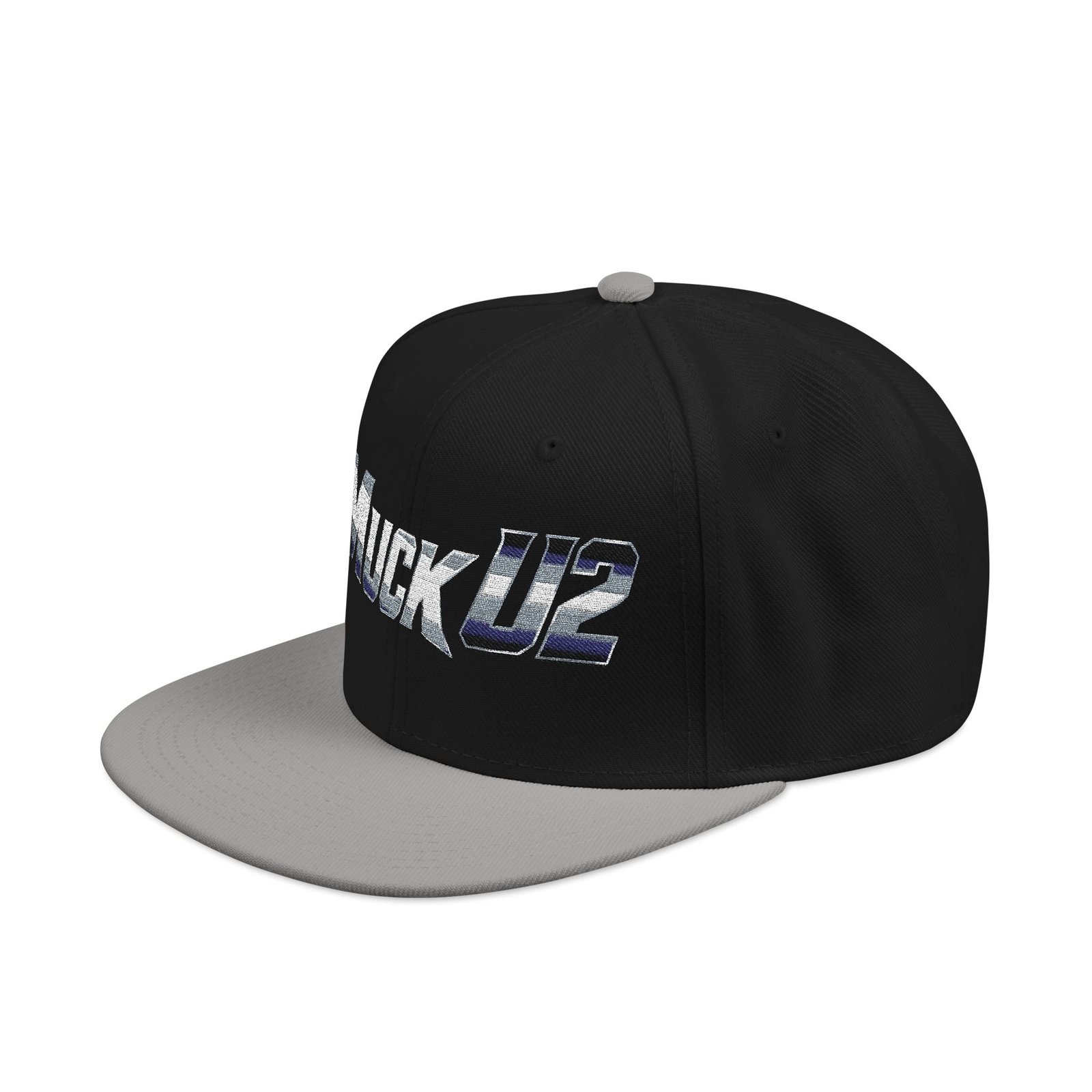 MuckU2 Snapback Poker Cap – Gradient Silver & Blue Logo