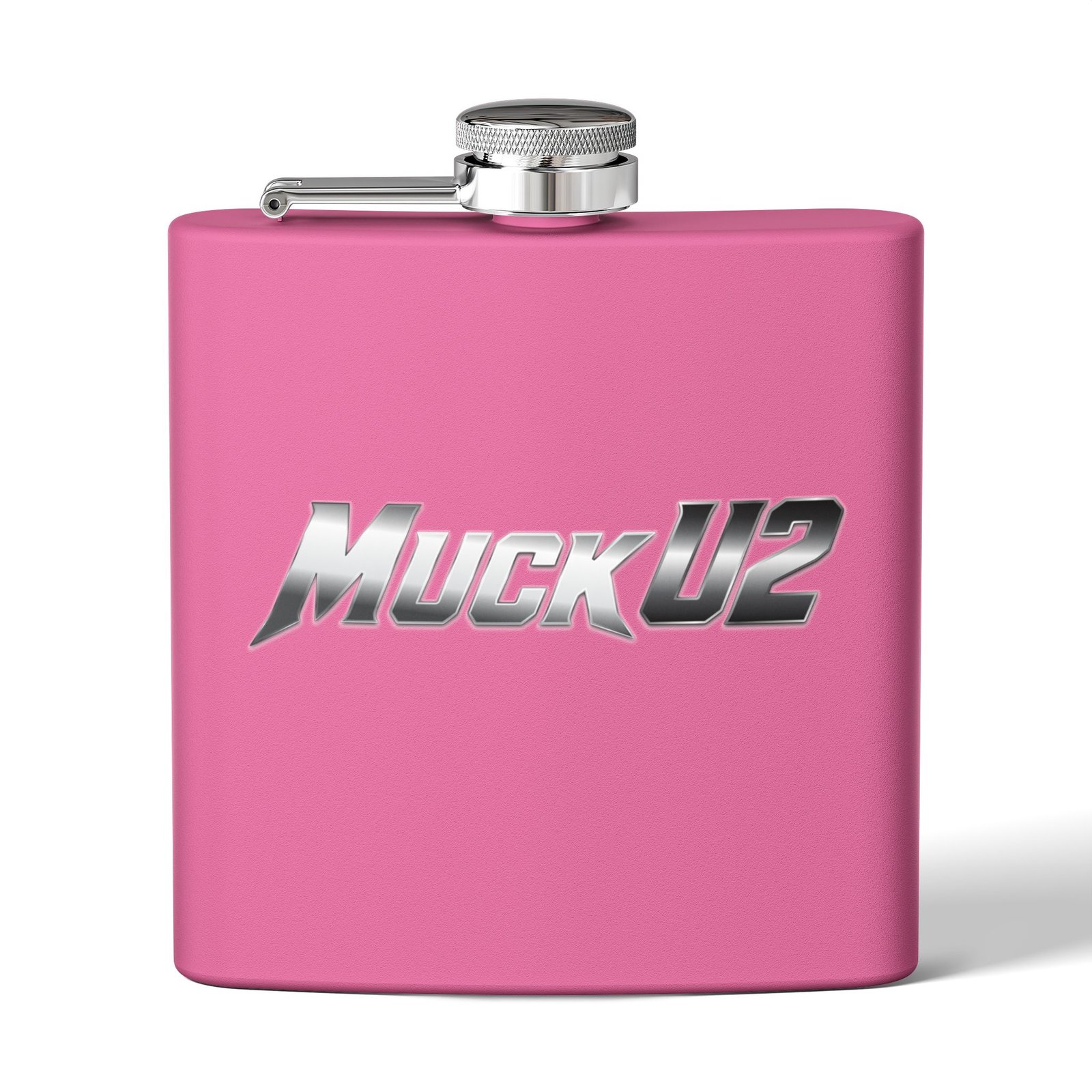 MuckU2 Flask – Silver & Red Logo Poker Flask