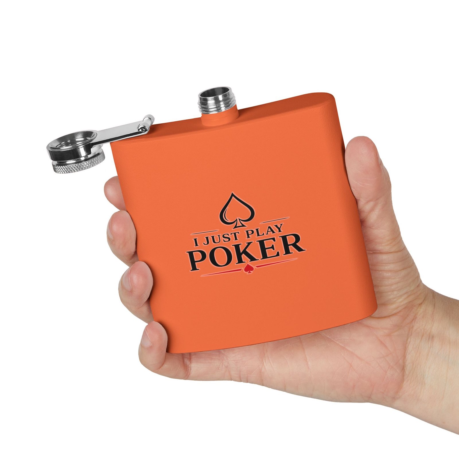 I Just Play Poker Flask – Black & Red Logo