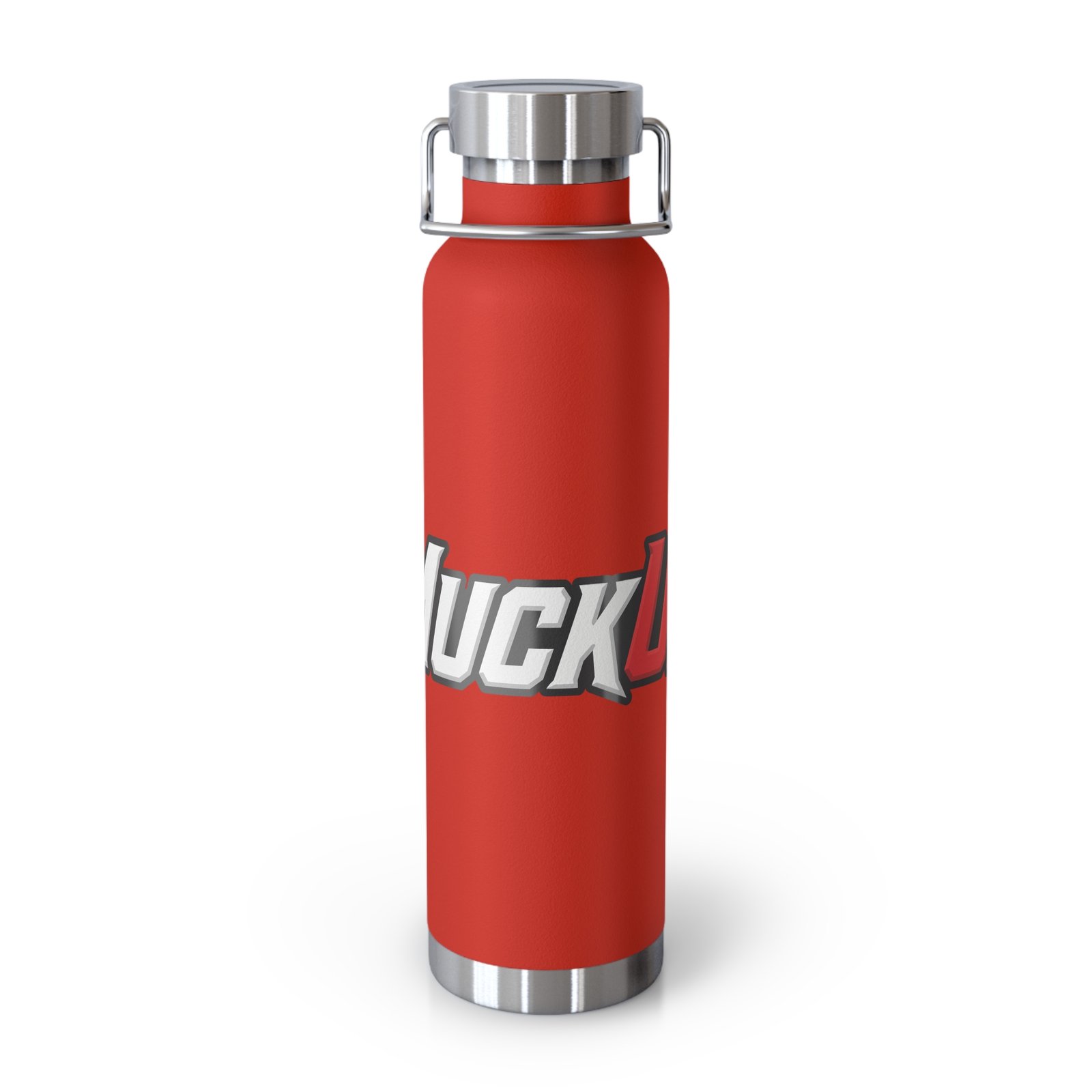 MuckU2 Insulated Water Bottle – White & Red Outlined Poker Logo