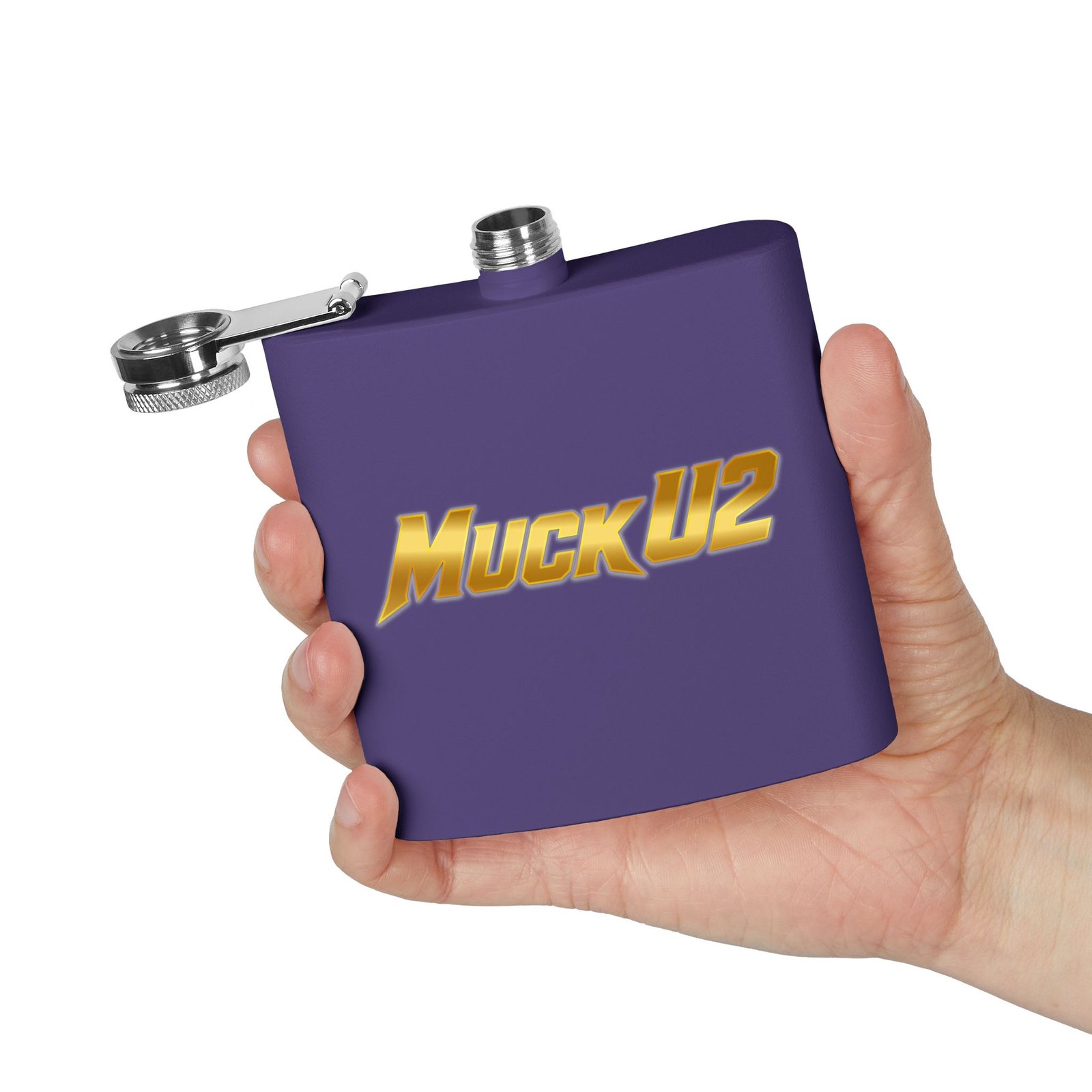 MuckU2 Flask – Gold Logo Poker Flask