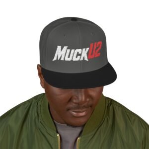 MuckU2 Snapback Poker Cap – White & Red Logo