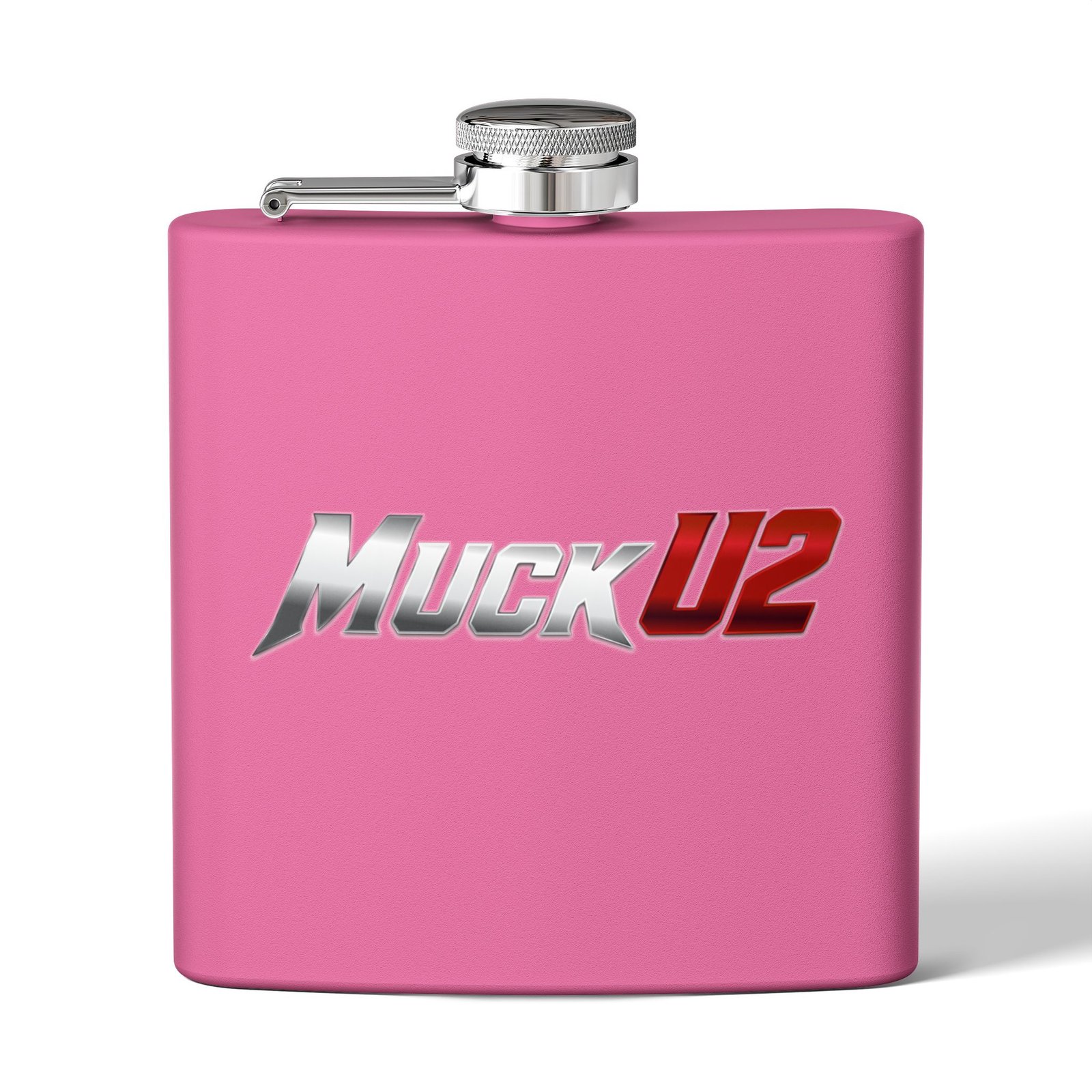 MuckU2 Flask – Silver & Red Logo Poker Flask