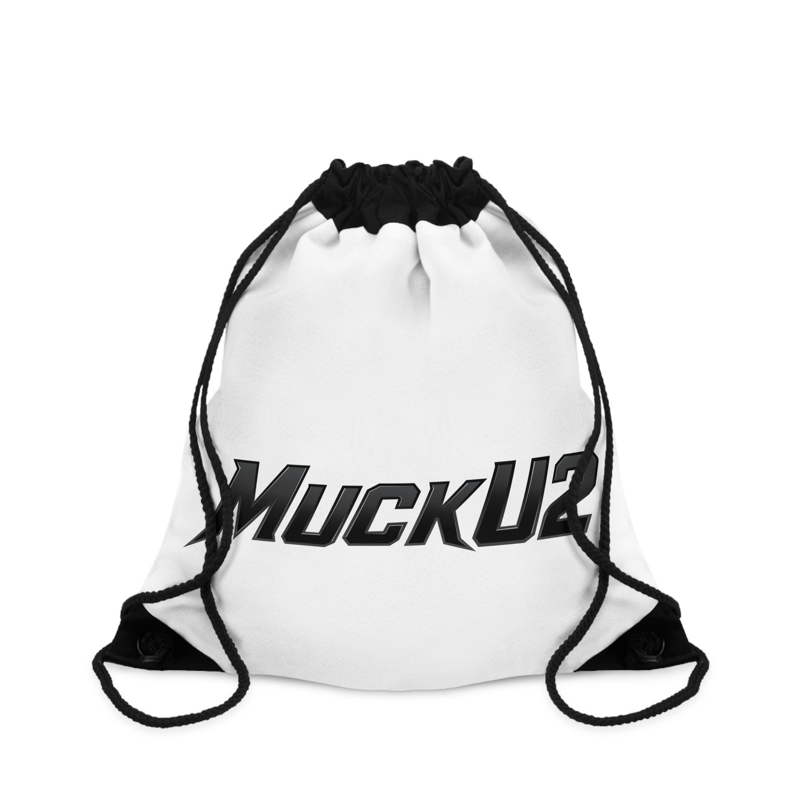 MuckU2 Drawstring Bag – Black Logo Poker Gym Bag