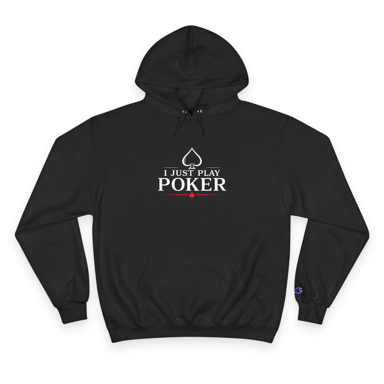 I Just Play Poker Hoodie – White & Red Poker Logo