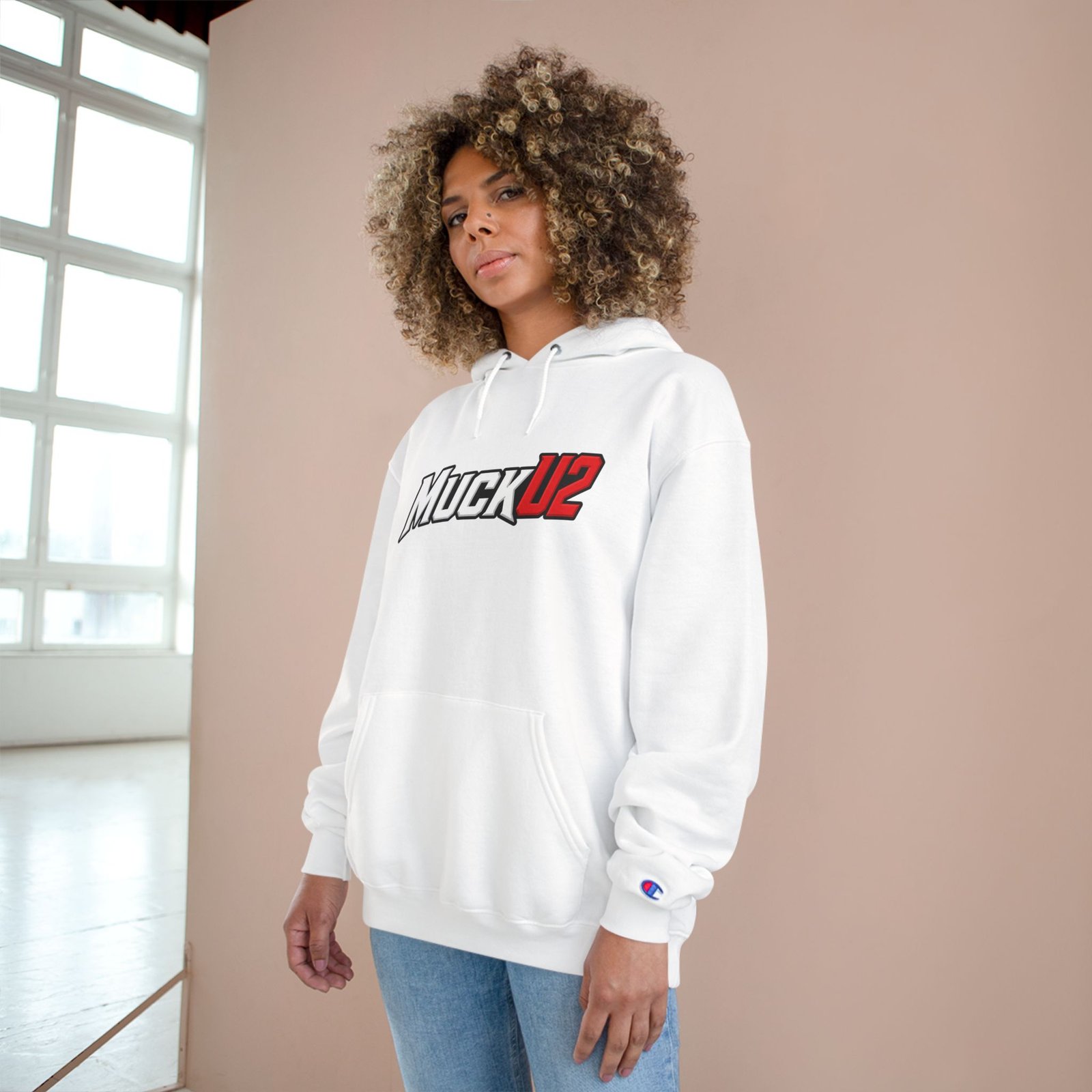 MuckU2 Hoodie – White & Red Logo Poker Pullover
