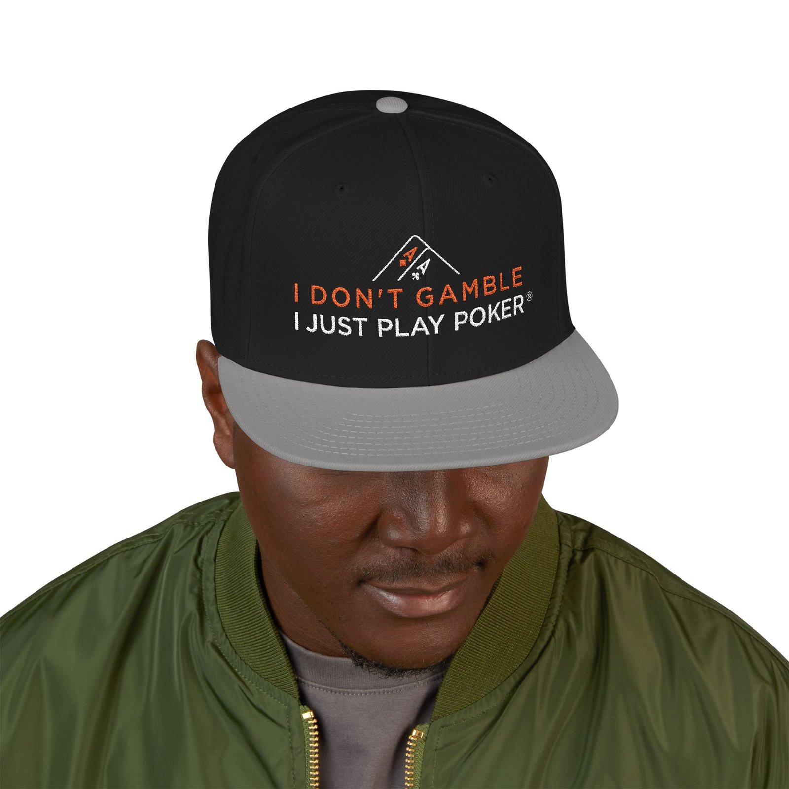 I Don’t Gamble, I Just Play Poker Snapback Poker Cap – Red & White Logo