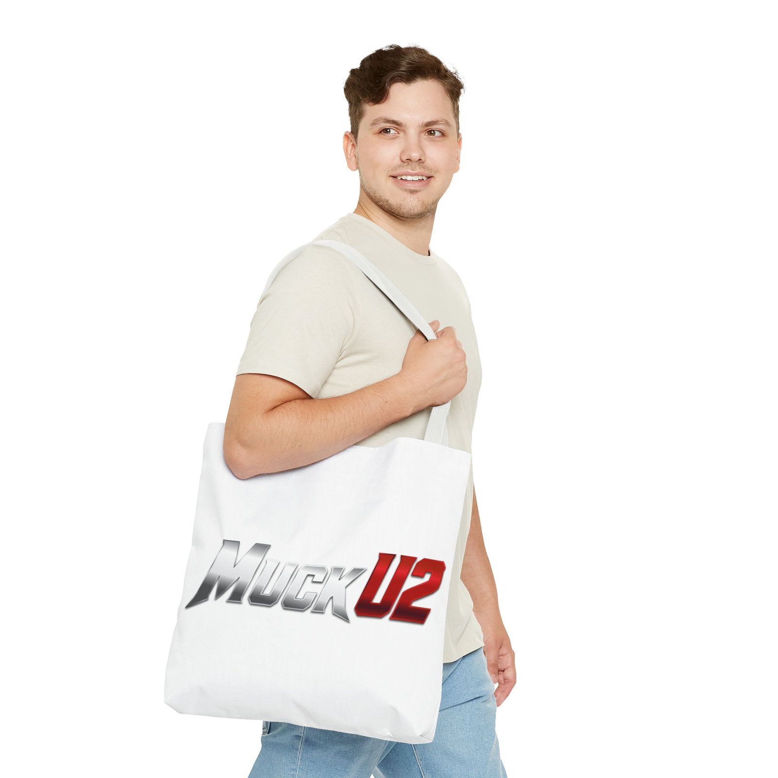 MuckU2 Canvas Tote Bag – Silver & Red Poker Logo
