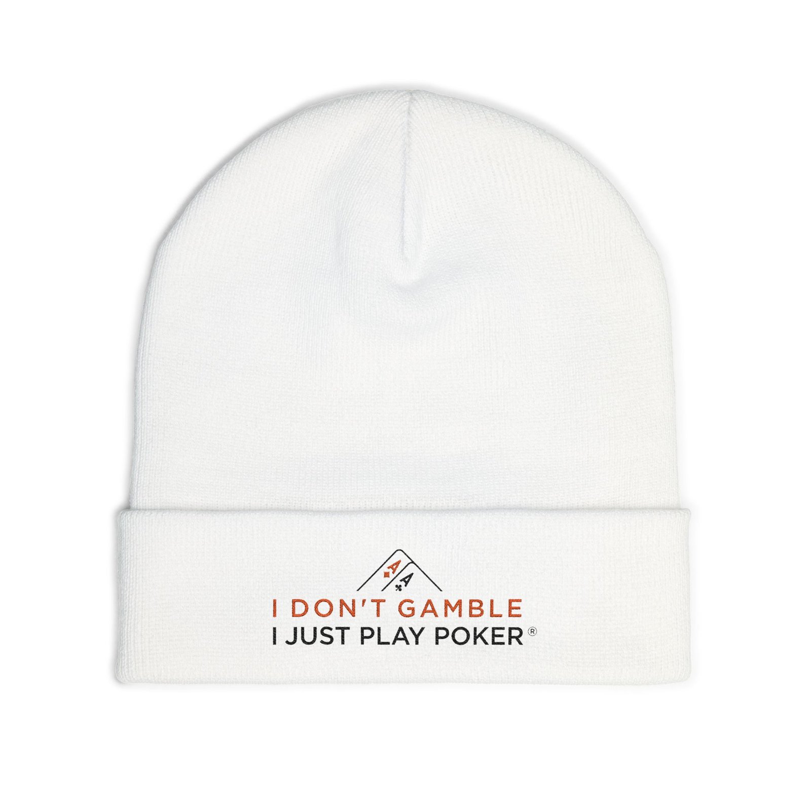 I Don’t Gamble, I Just Play Poker Beanie – Red & Black Logo