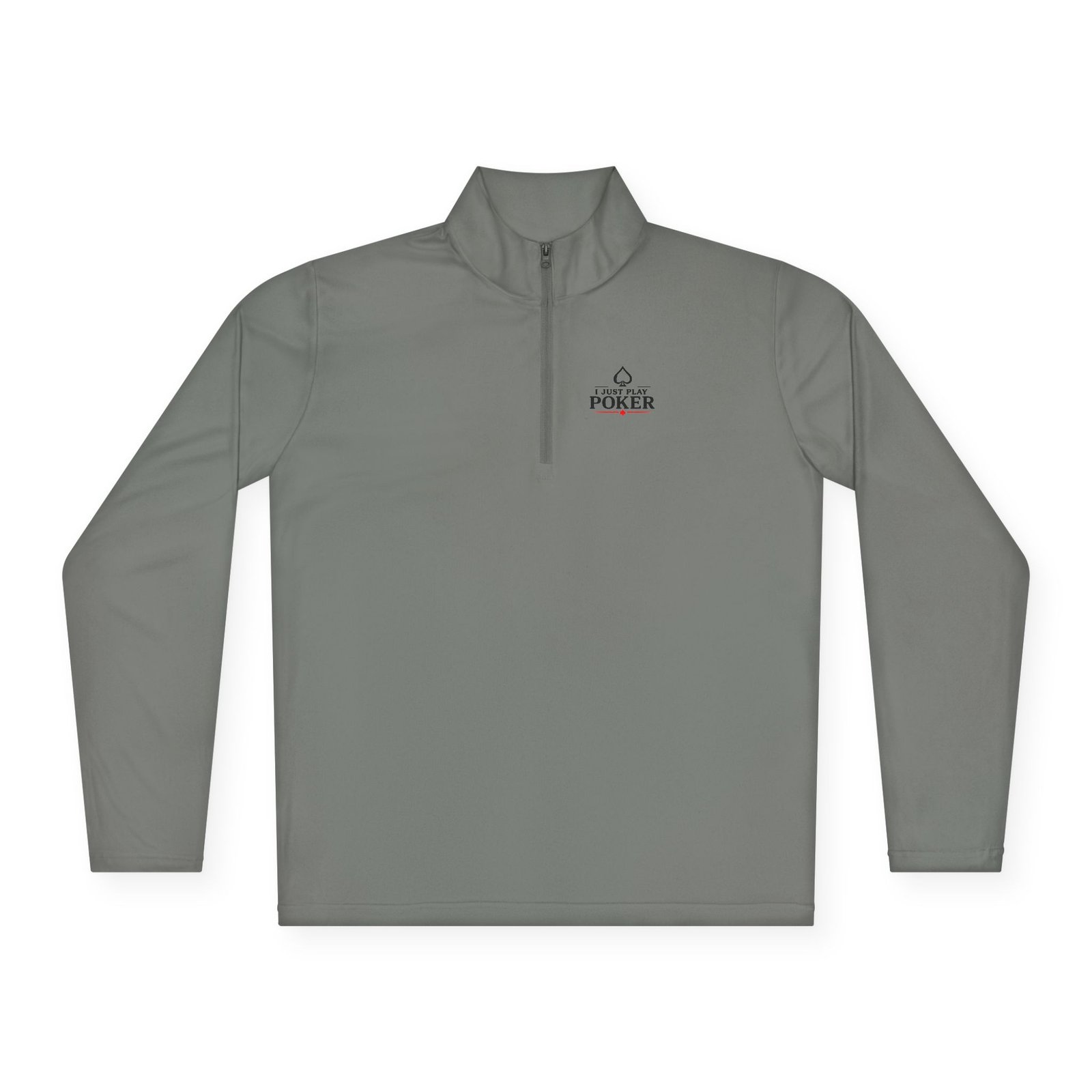 I Just Play Poker Quarter-Zip Pullover – Black & Red Poker Logo