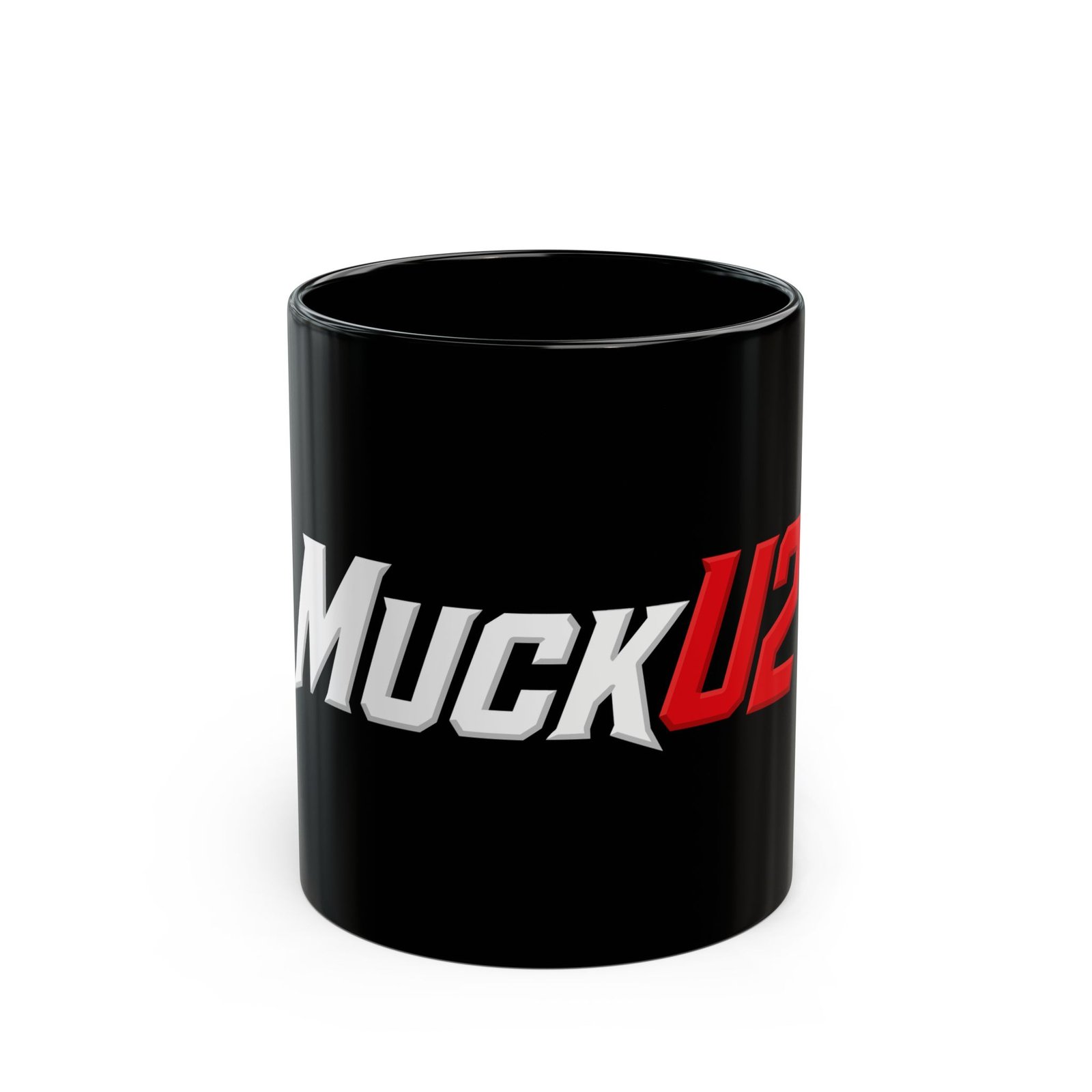 MuckU2 Black Mug – White & Red Logo Poker Mug