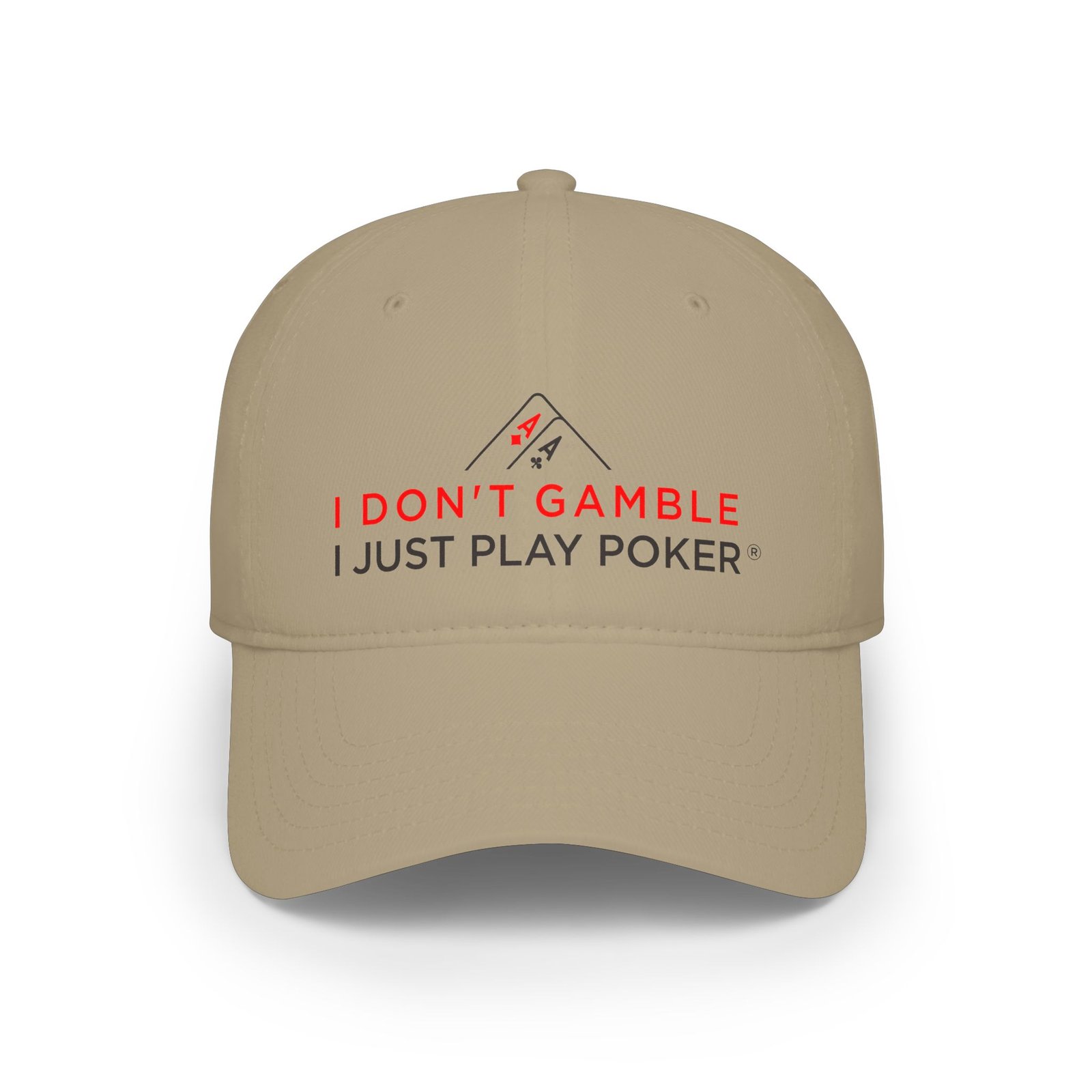 I Don’t Gamble, I Just Play Poker Cap – Red & Black Poker Logo