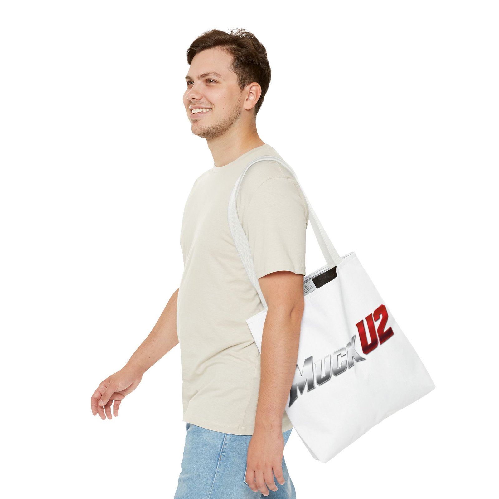 MuckU2 Canvas Tote Bag – Silver & Red Poker Logo