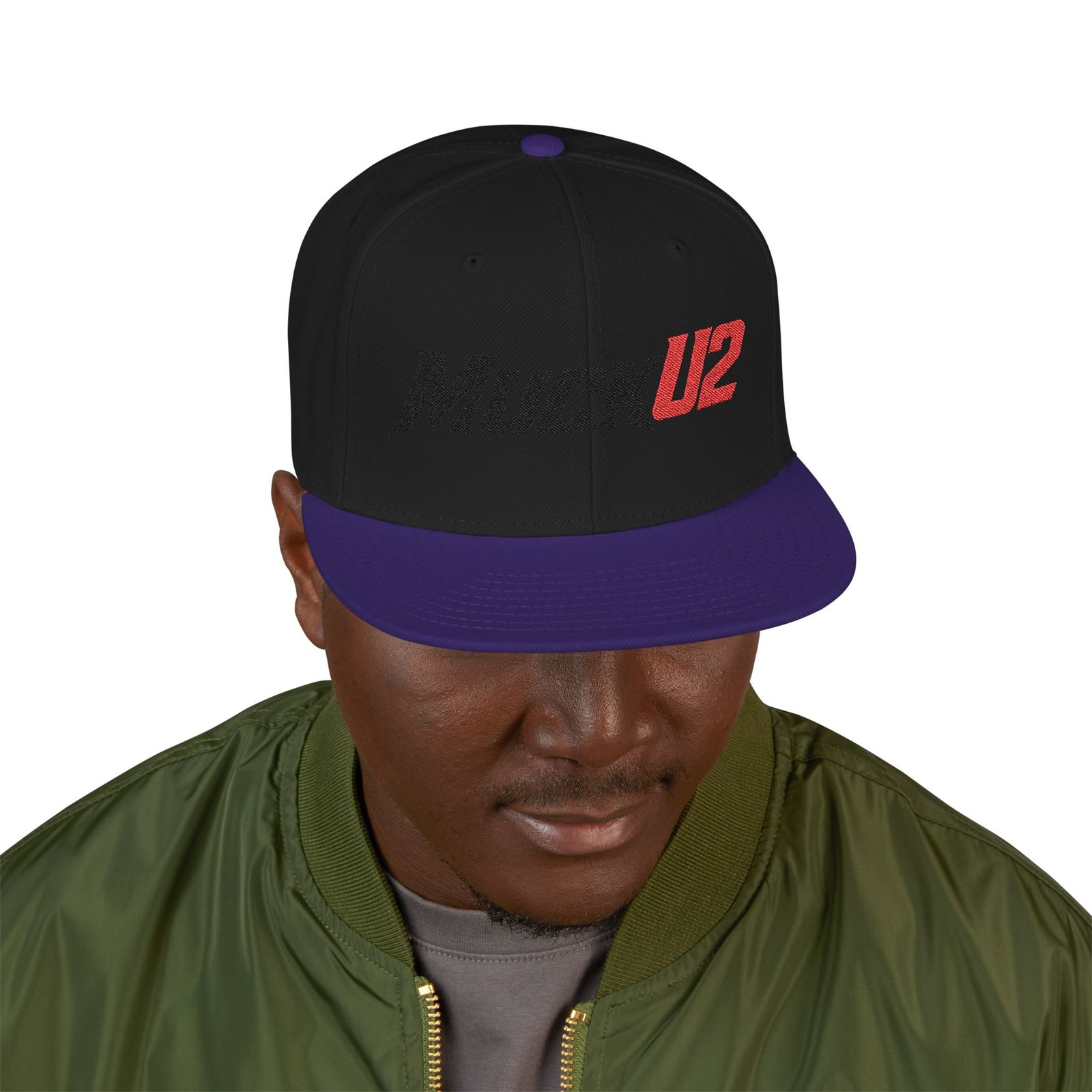 MuckU2 Snapback Poker Cap – Black & Red Logo