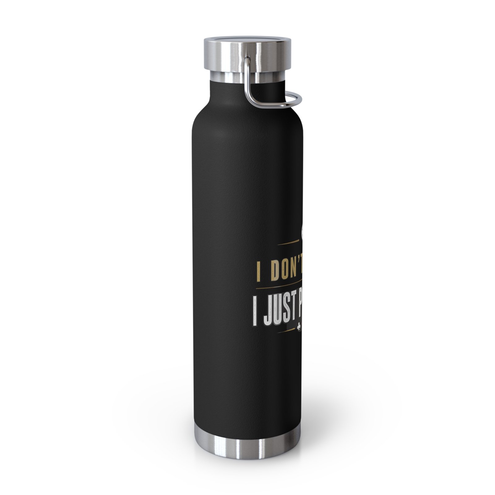 I Don’t Gamble, I Just Play Poker Insulated Water Bottle – Gold & Black Logo