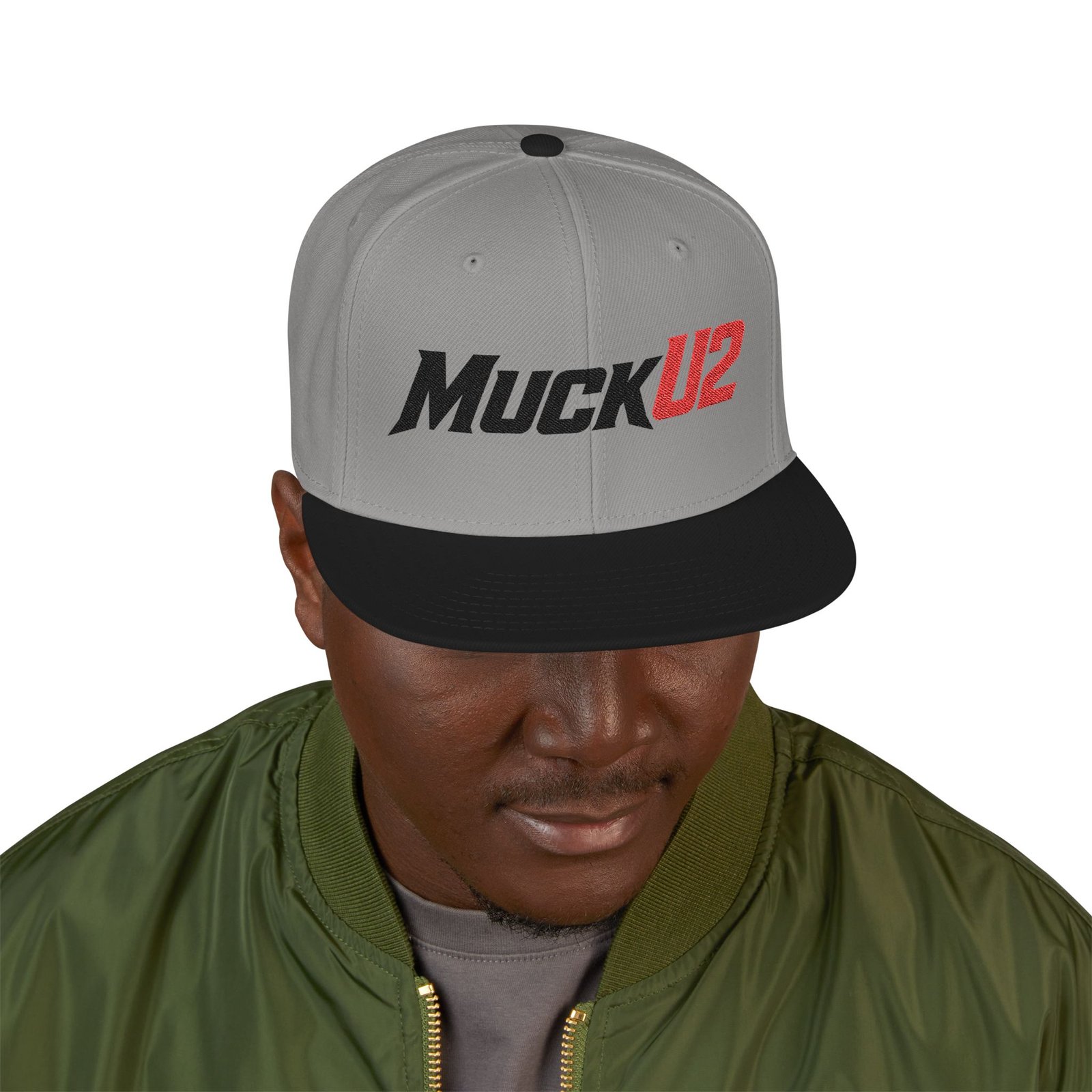MuckU2 Snapback Poker Cap – Black & Red Logo