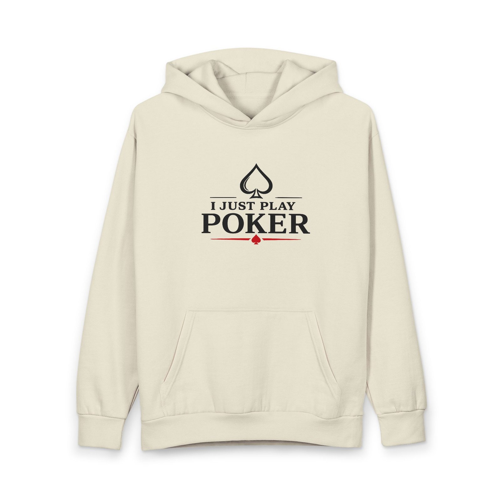I Just Play Poker Hoodie – Black & Red Poker Logo