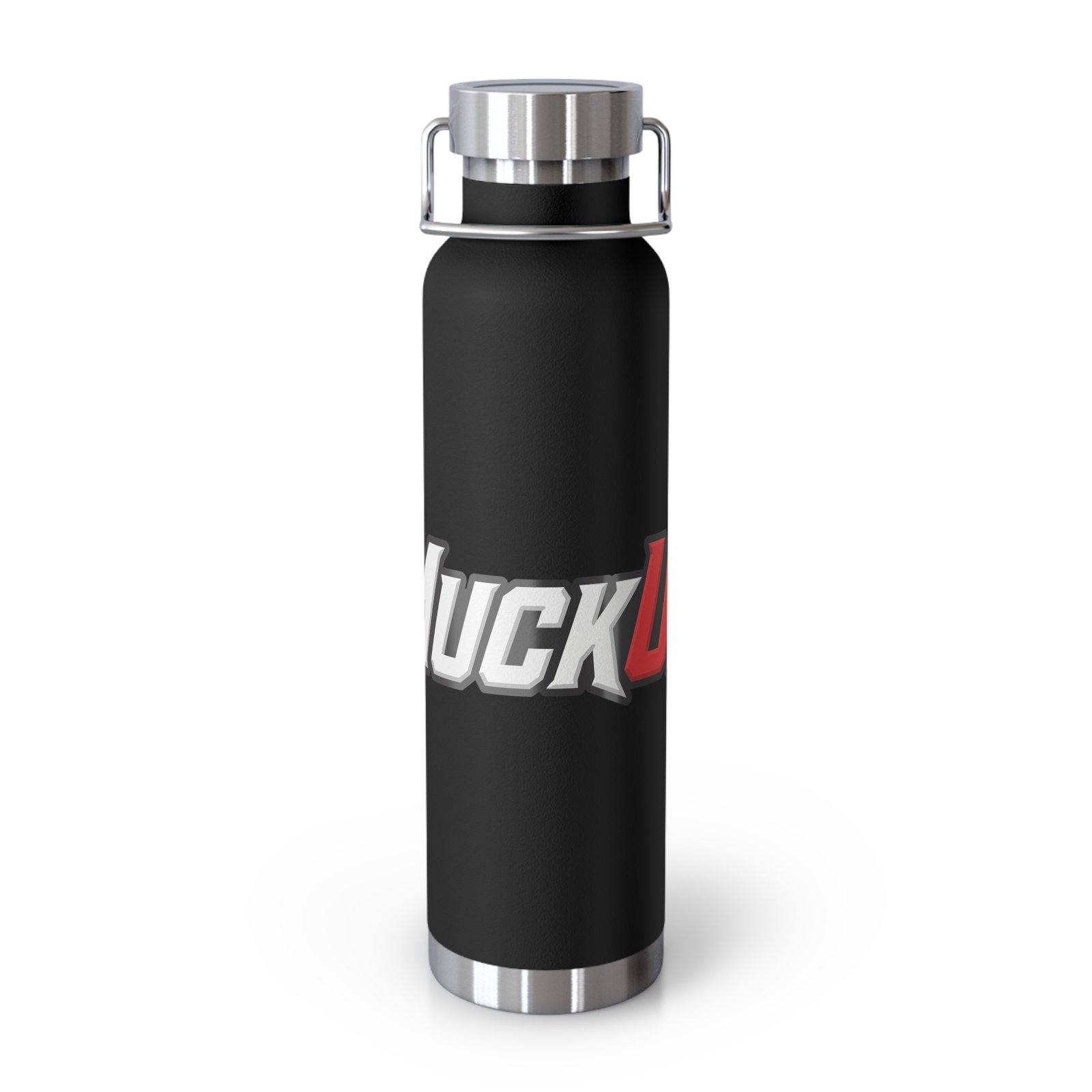 MuckU2 Insulated Water Bottle – White & Red Outlined Poker Logo