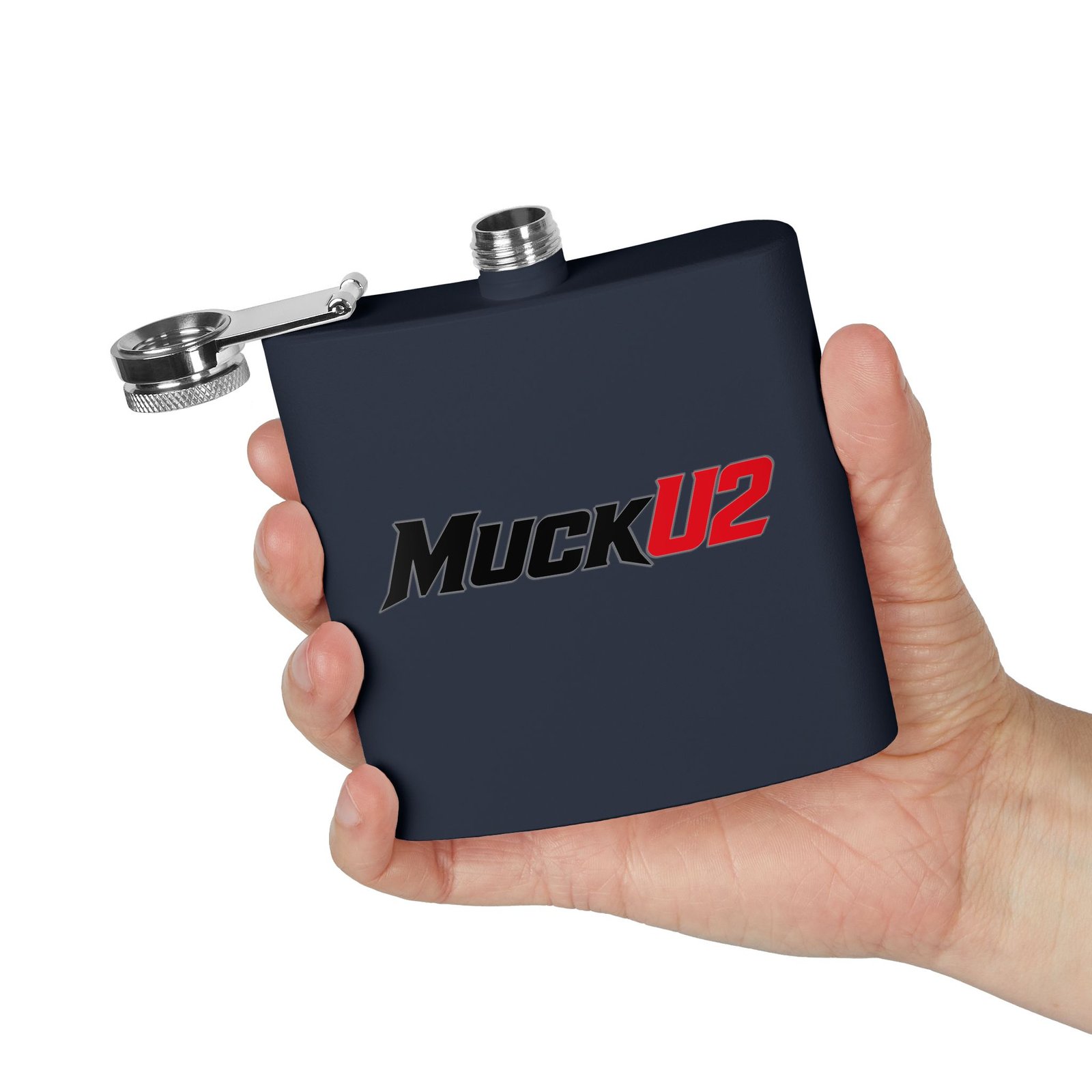 MuckU2 Flask – Black & Red Logo Poker Flask