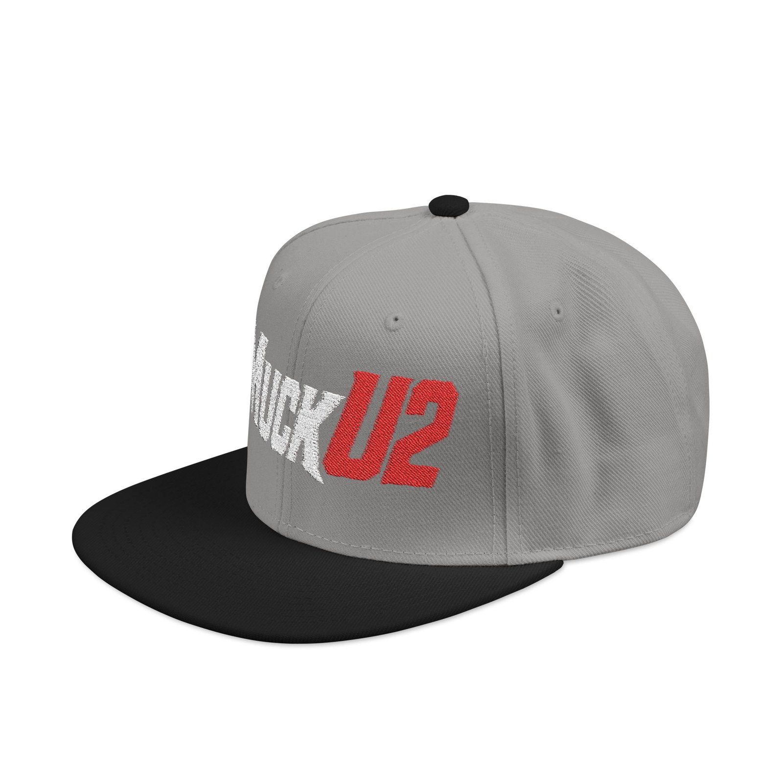 MuckU2 Snapback Poker Cap – White & Red Logo