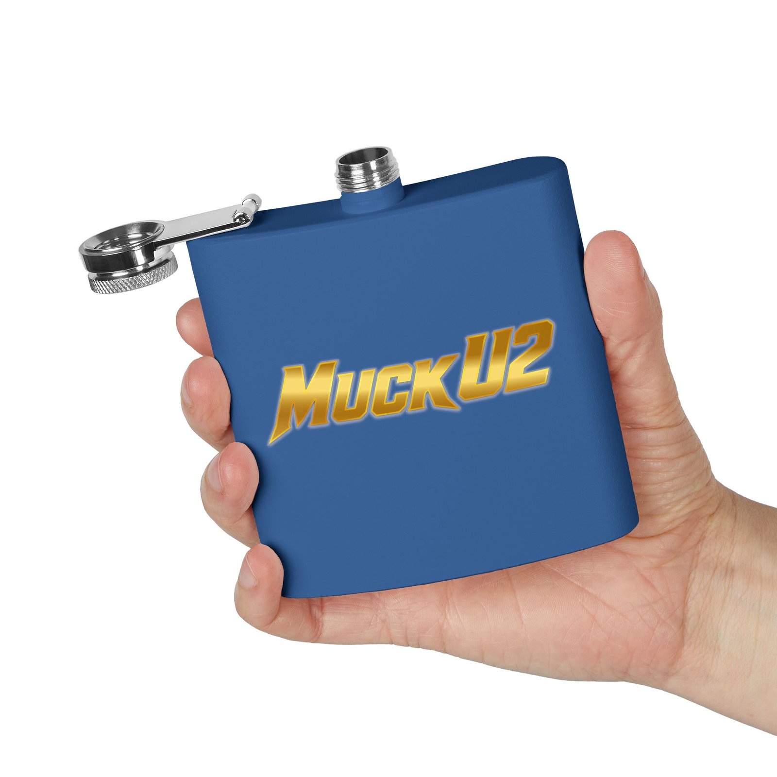 MuckU2 Flask – Gold Logo Poker Flask