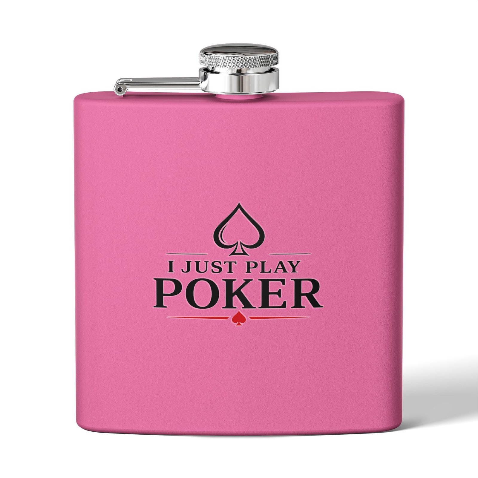 I Just Play Poker Flask – Black & Red Logo